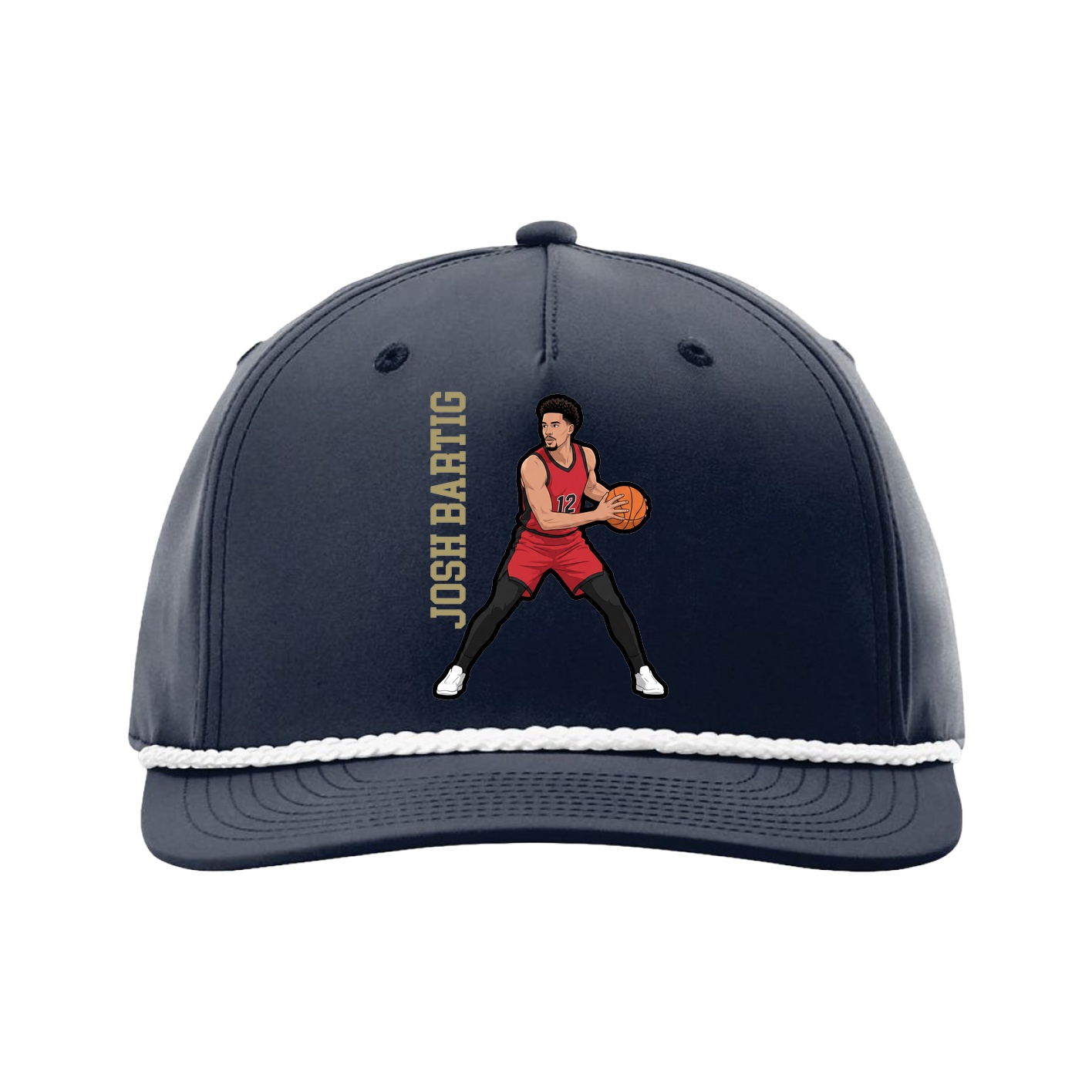Five-Panel Classic Rope Cap — Name Vertical in Navy