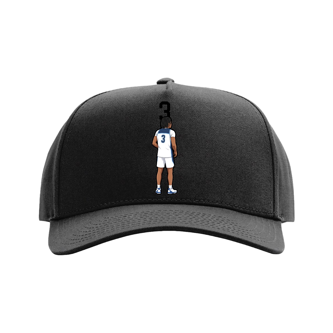 Full Fabric Five-Panel Champ Cap — Number Top in Black