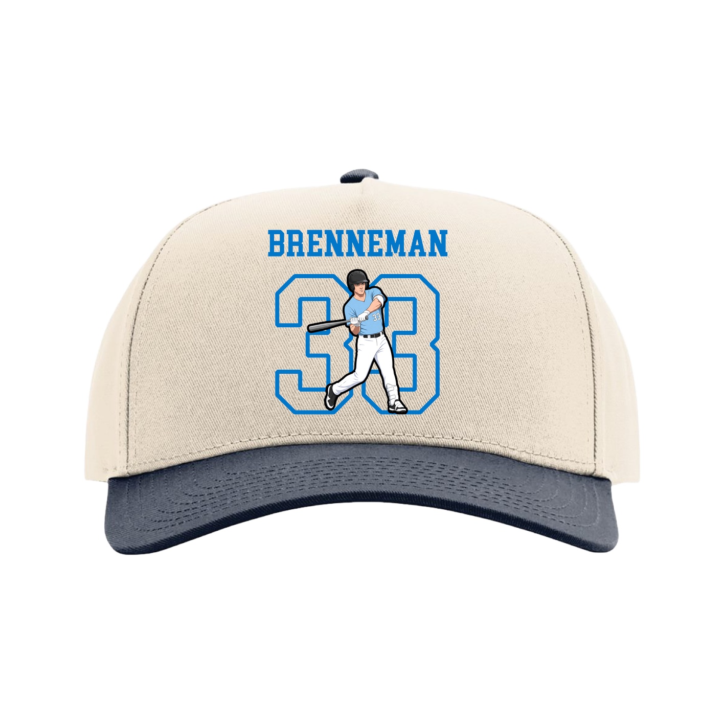 Full Fabric Five-Panel Champ Cap — Shirsey in Cream/Navy