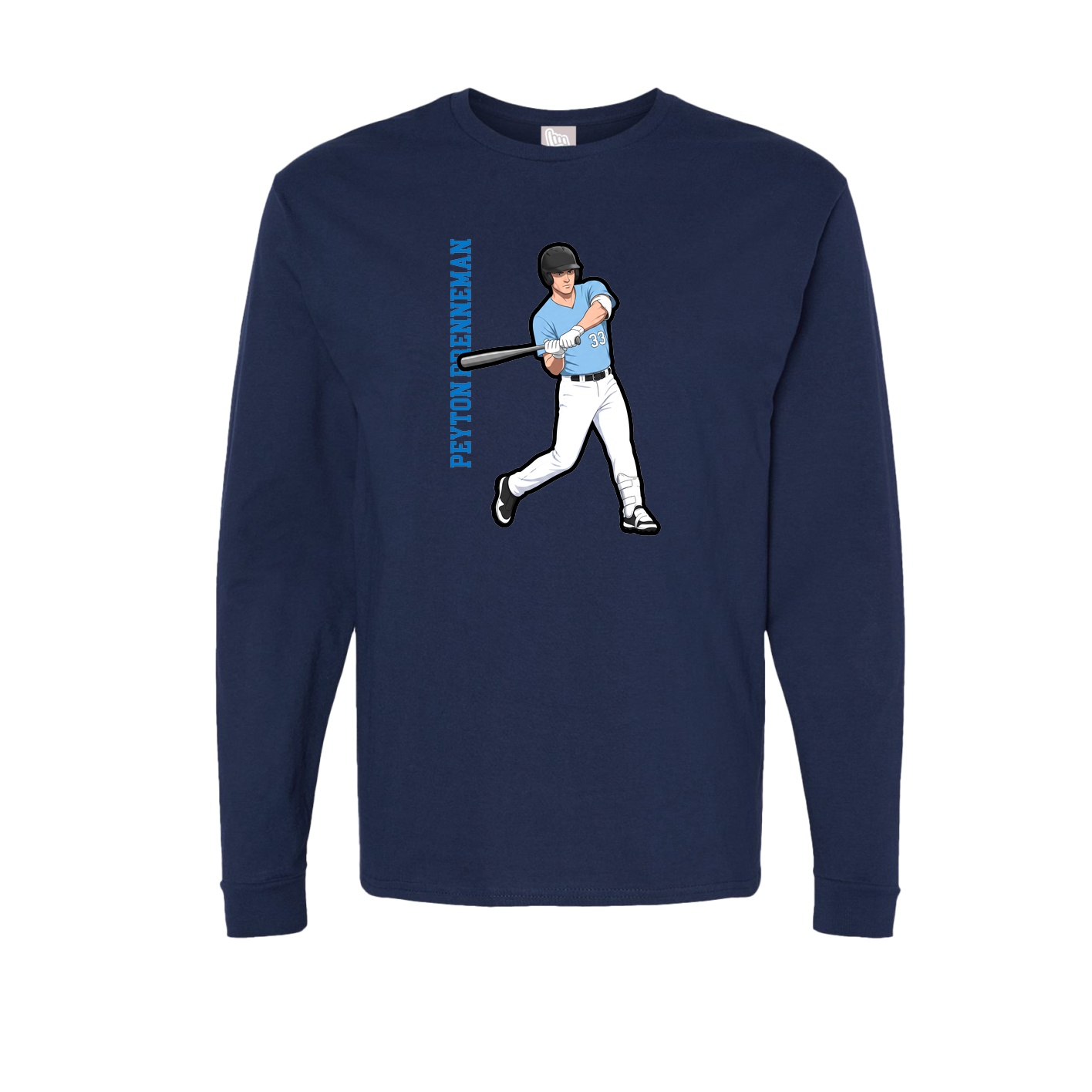 Long Sleeve Tee — Name Vertical in Navy