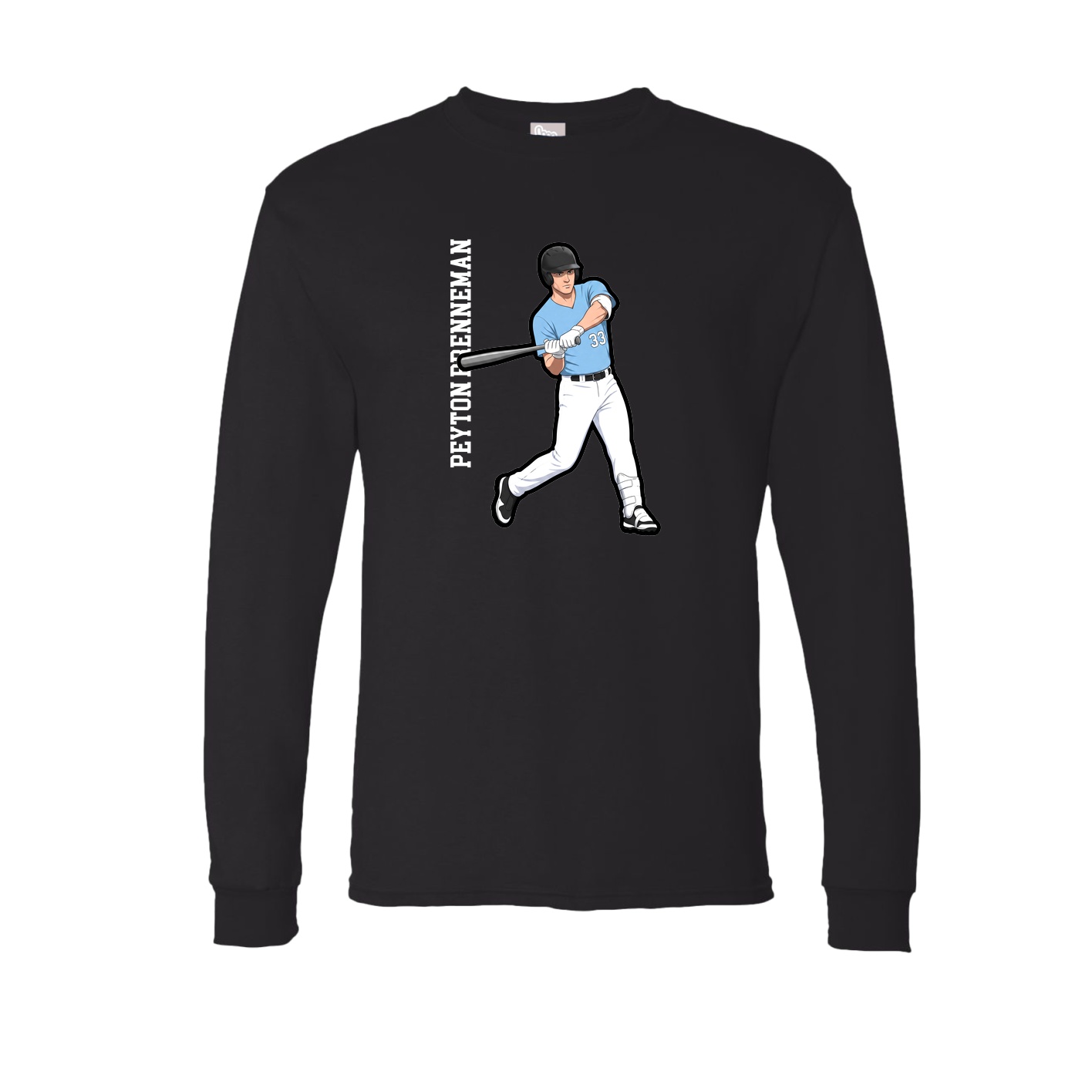 Long Sleeve Tee — Name Vertical in Black
