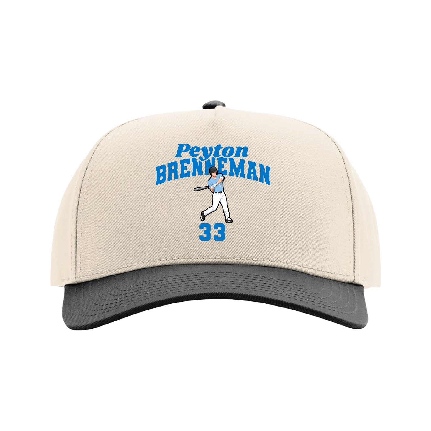 Full Fabric Five-Panel Champ Cap — Signature Arch in Cream/Black