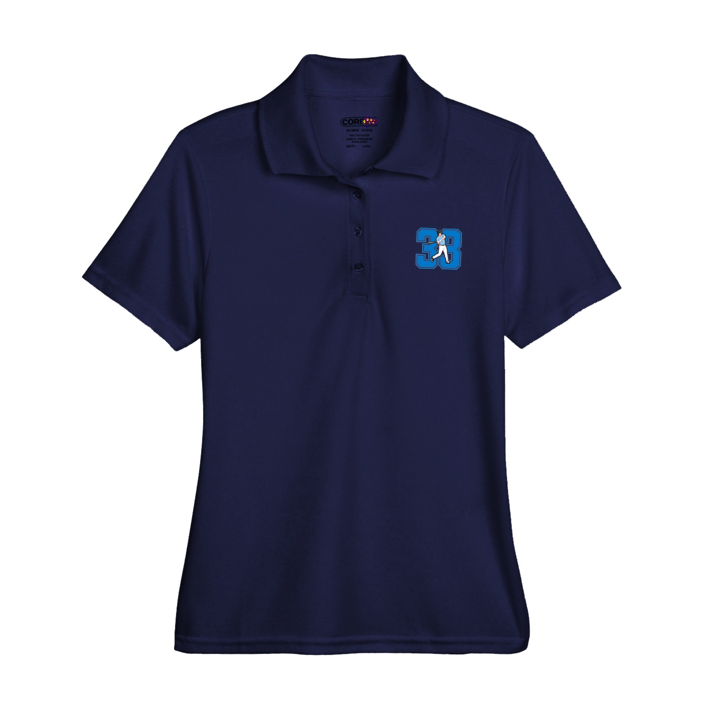 Womens Performance Polo — Number in Navy