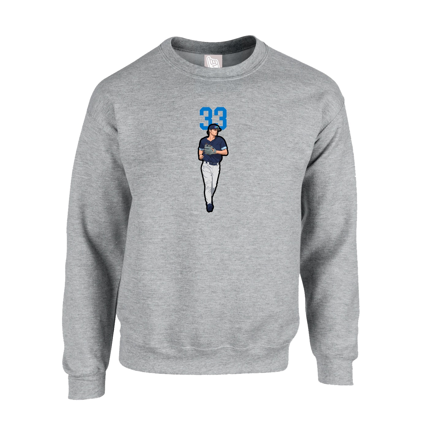 Fleece Crew — Number Top in Grey