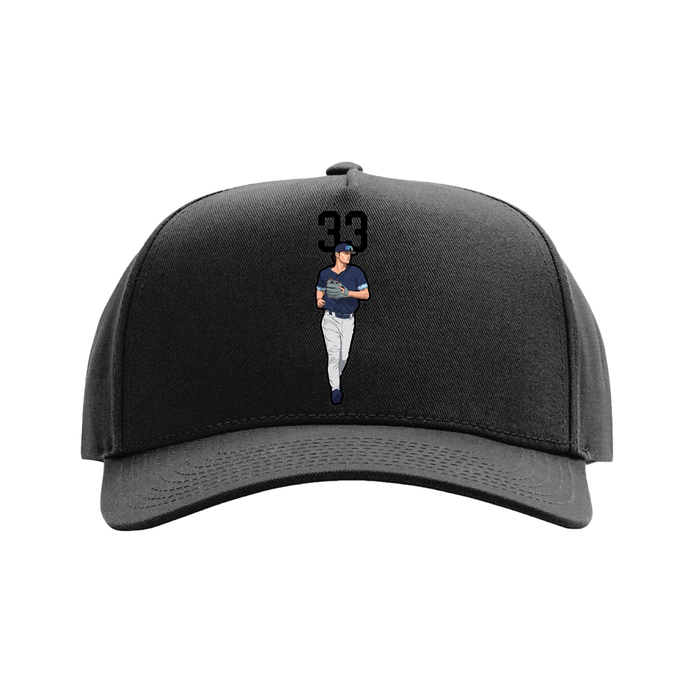 Full Fabric Five-Panel Champ Cap — Number Top in Black