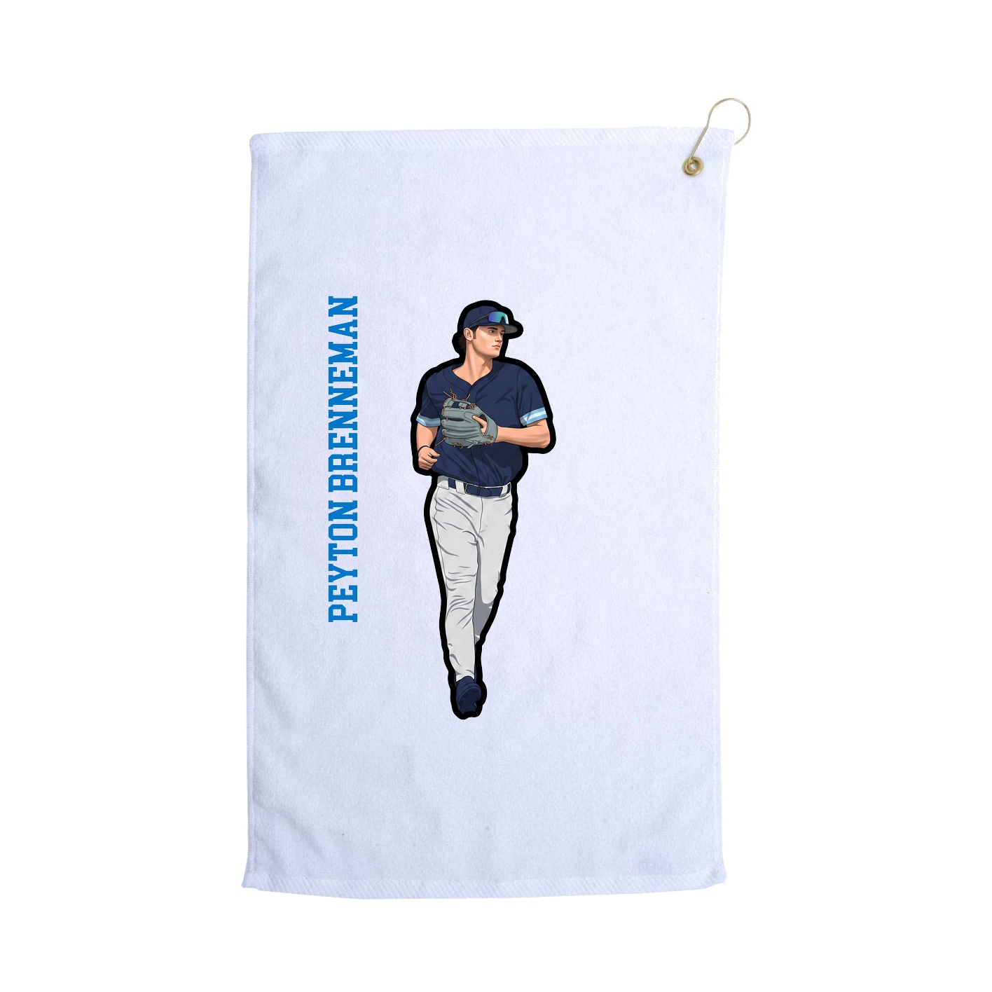 Golf Towel — Name Vertical in White