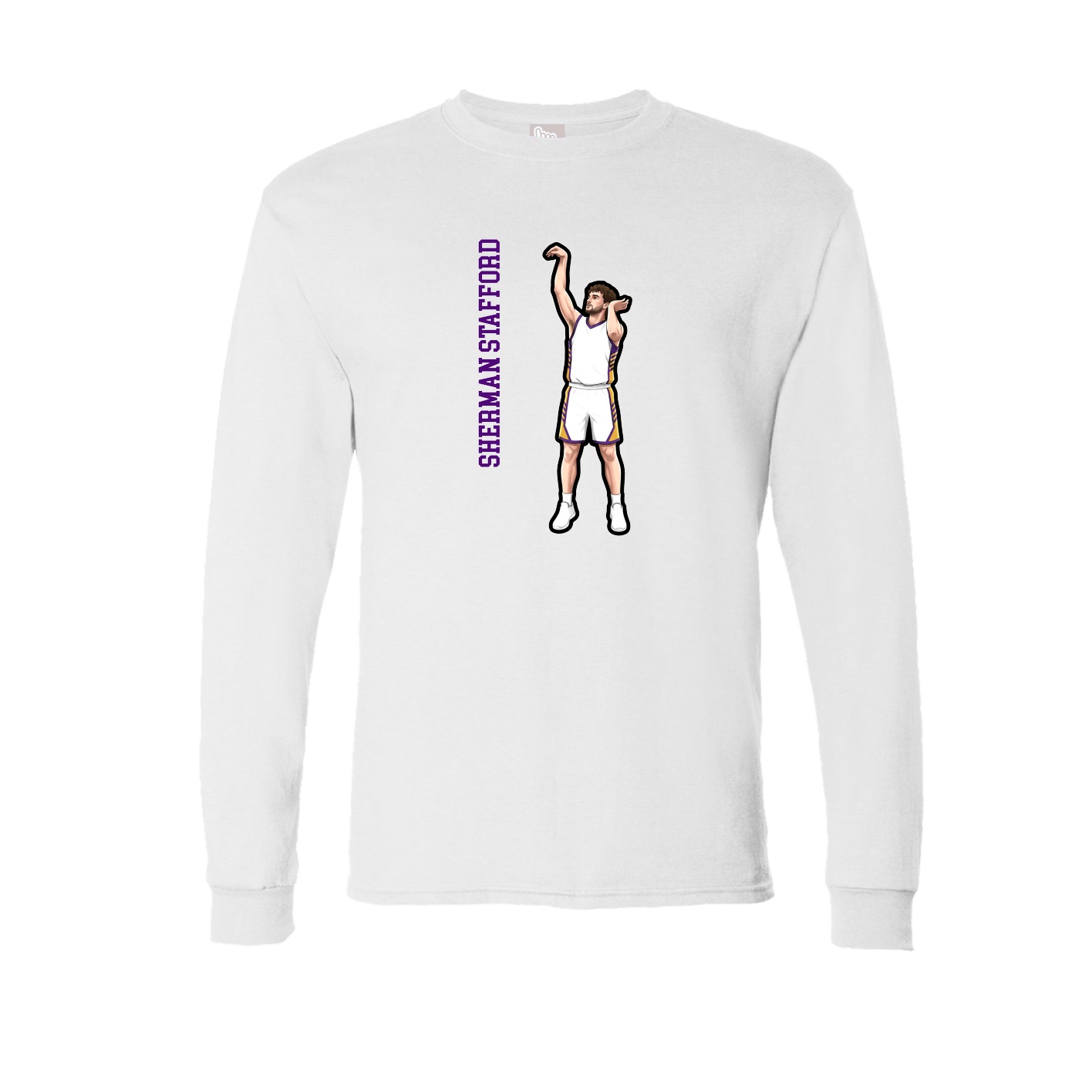 Long Sleeve Tee — Name Vertical in White