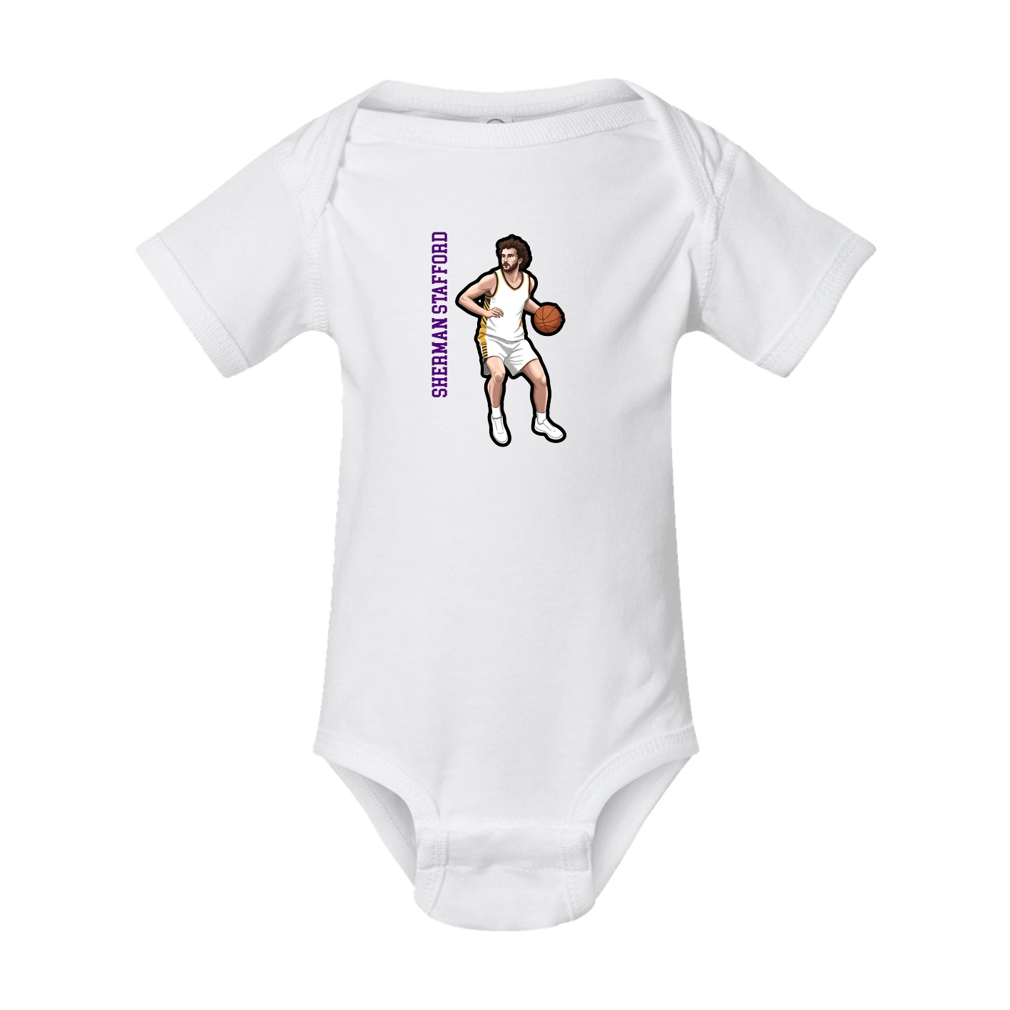 Baby Onesie — Name Vertical in White