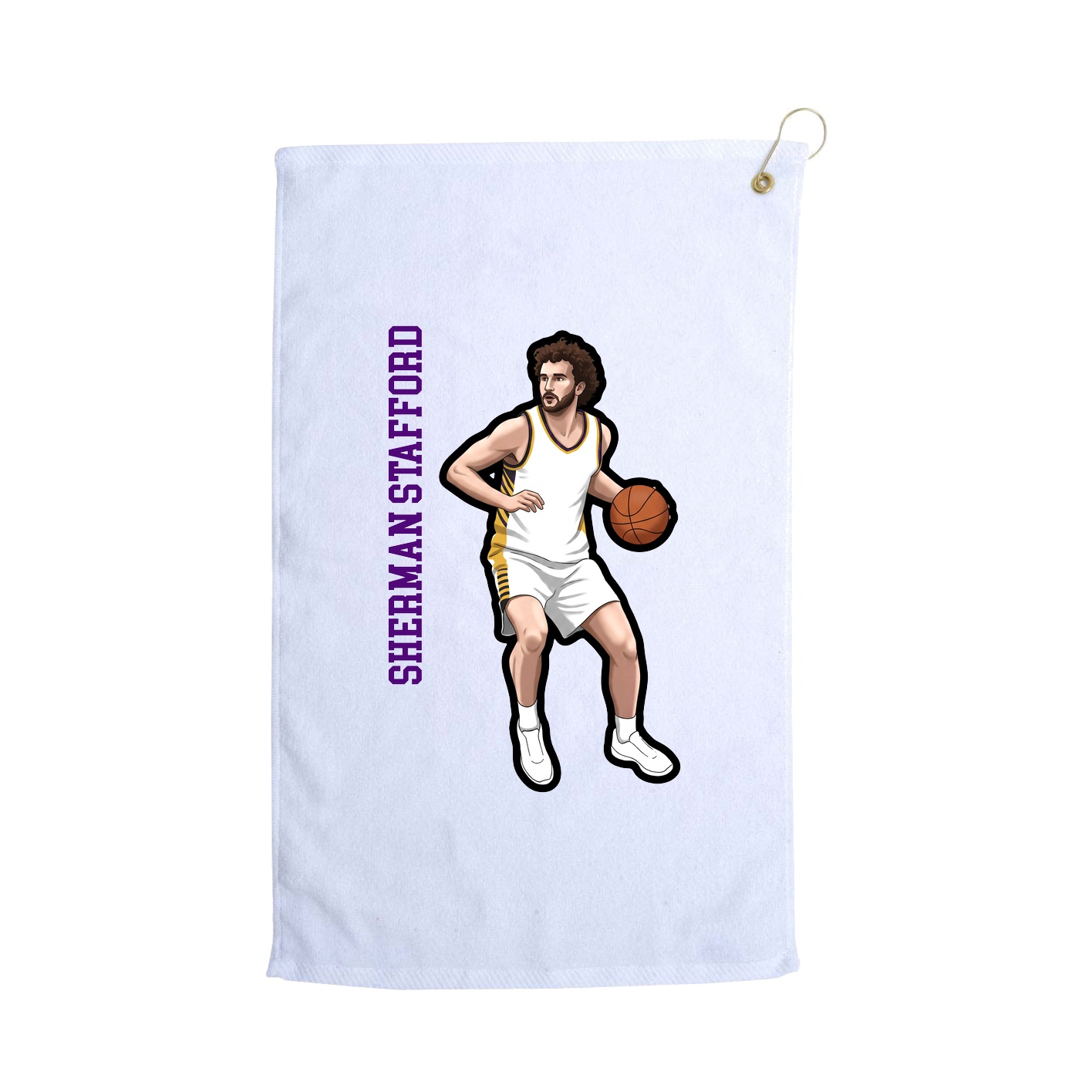 Golf Towel — Name Vertical in White