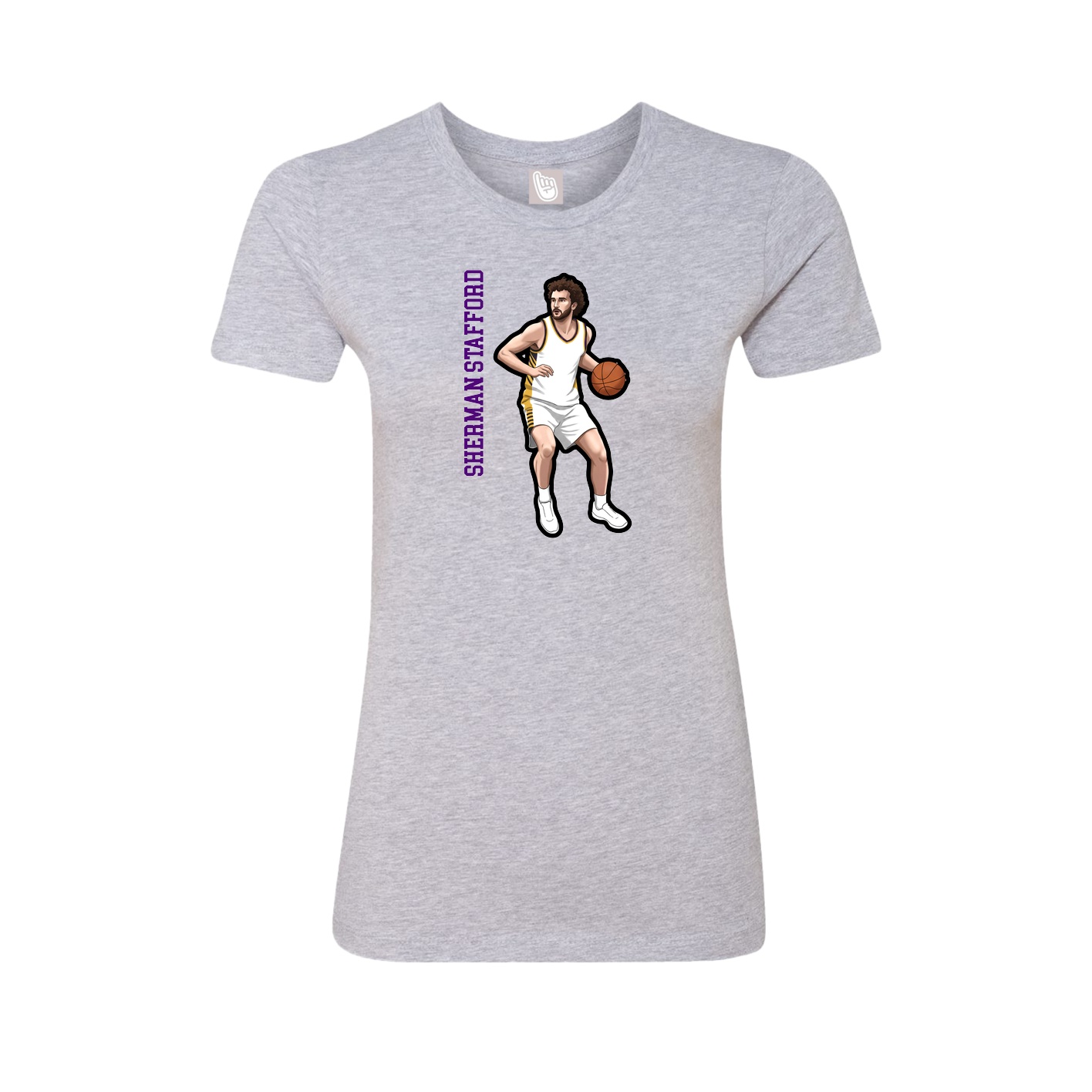 Fitted Women's Tee — Name Vertical in Grey