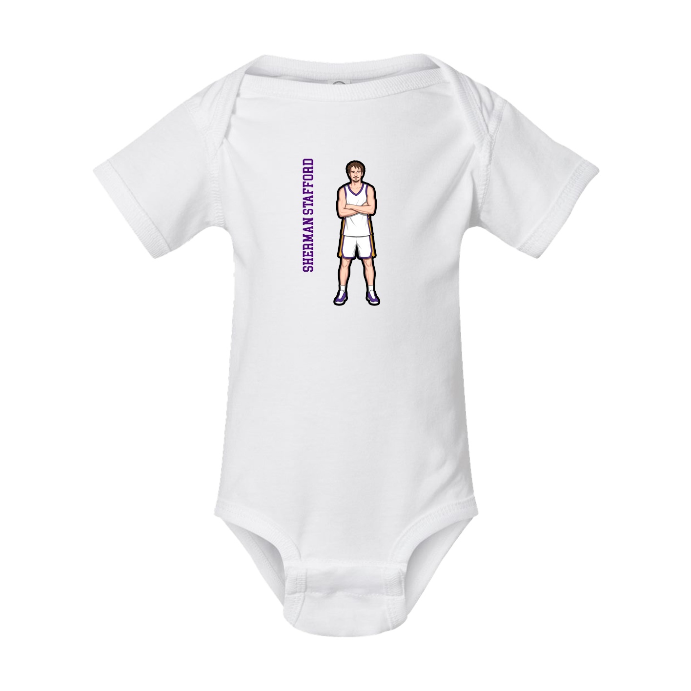 Baby Onesie — Name Vertical in White