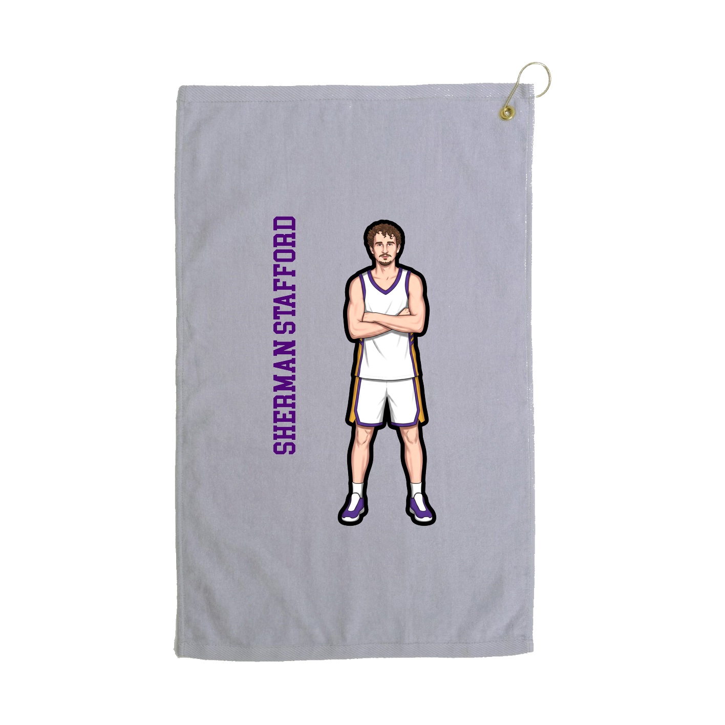 Golf Towel — Name Vertical in Grey