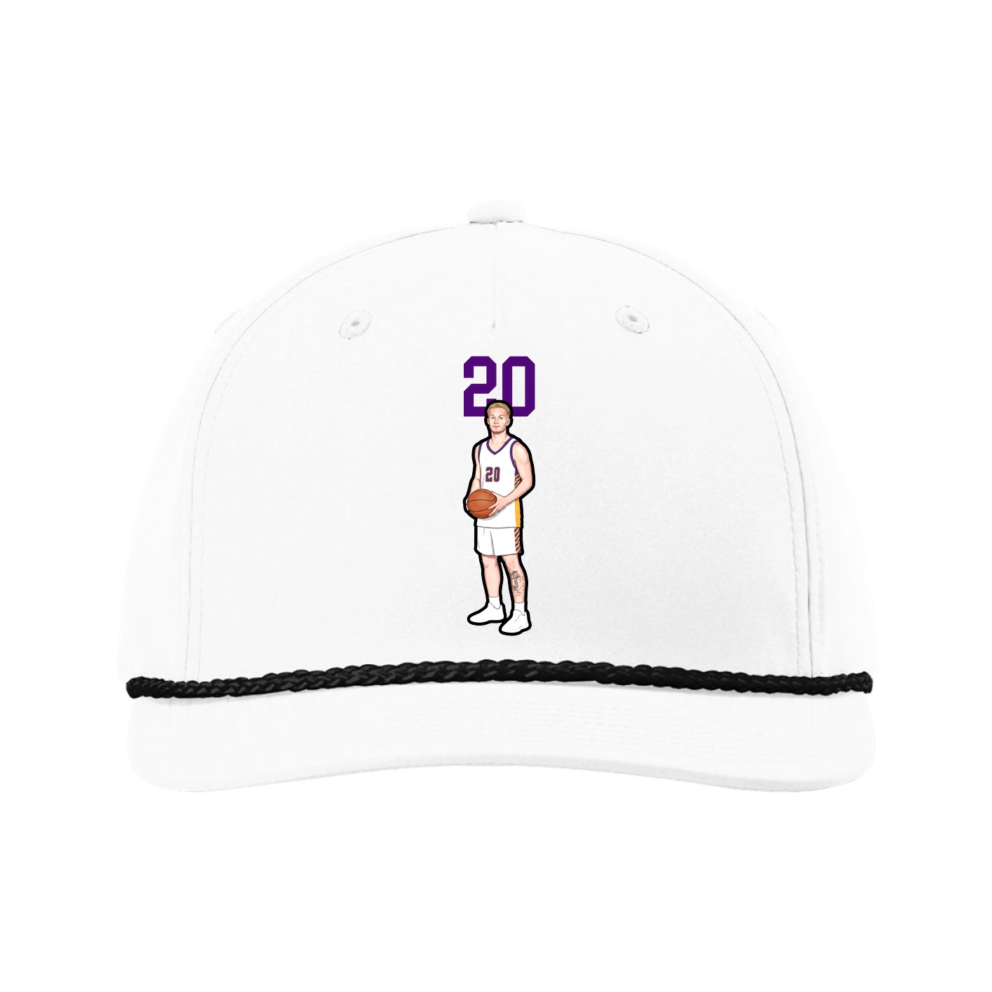Five-Panel Classic Rope Cap — Number Top in White