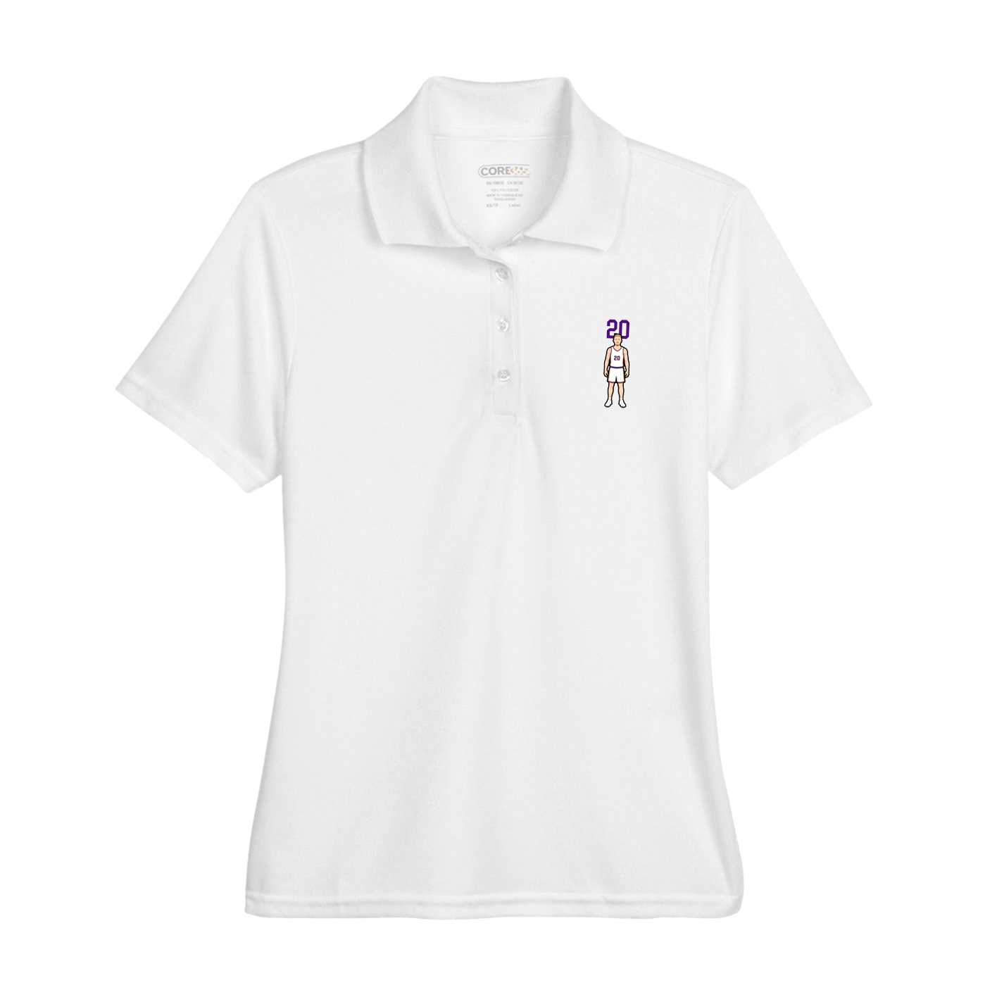 Womens Performance Polo — Number Top in White