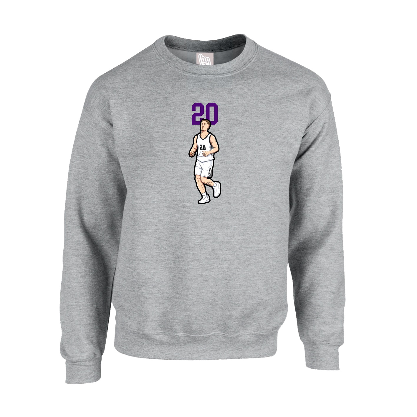 Fleece Crew — Number Top in Grey