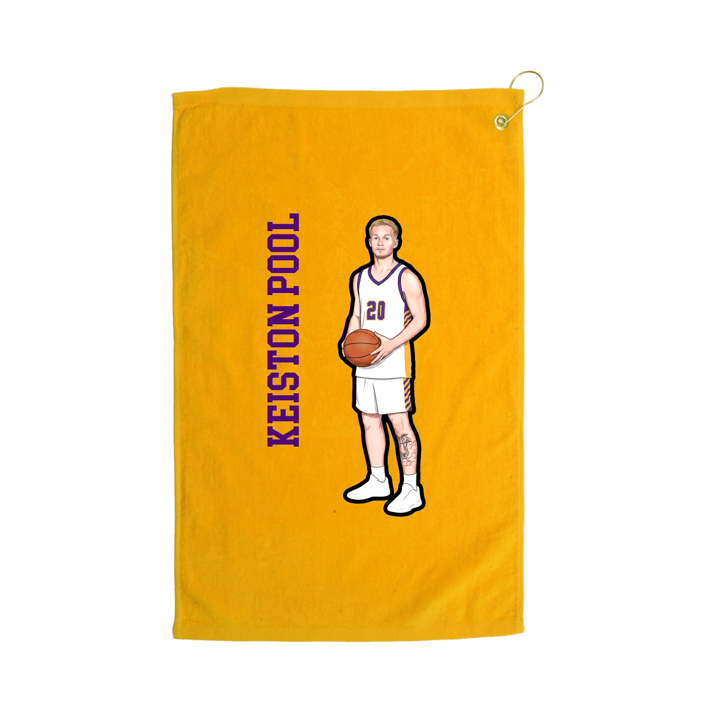 Golf Towel — Name Vertical in Gold