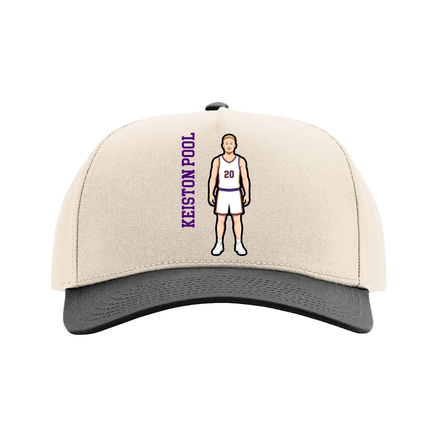 Full Fabric Five-Panel Champ Cap — Name Vertical in Cream/Black