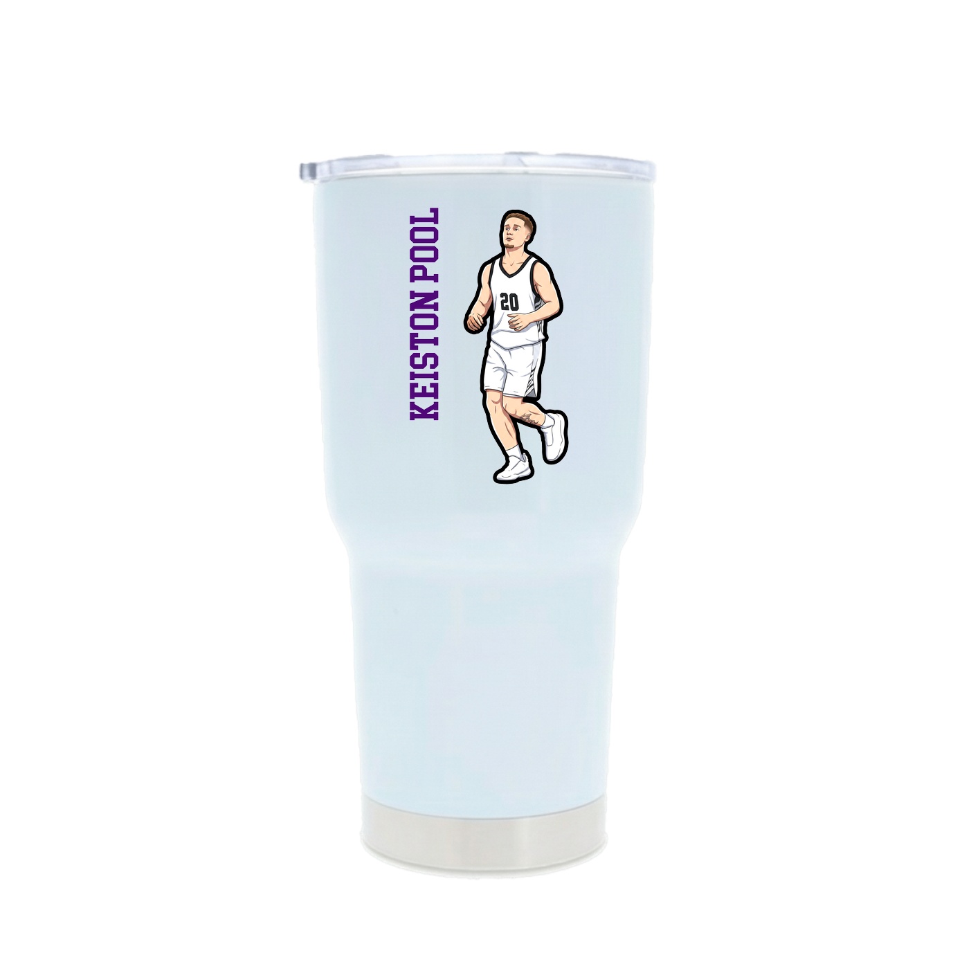 30oz Stainless Steel Tumbler — Name Vertical in White
