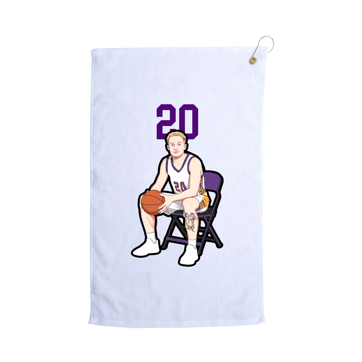 Golf Towel — Number Top in White