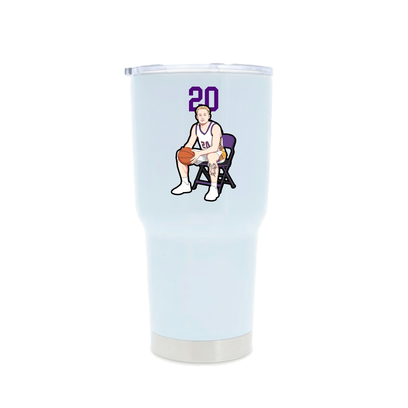 30oz Stainless Steel Tumbler — Number Top in White