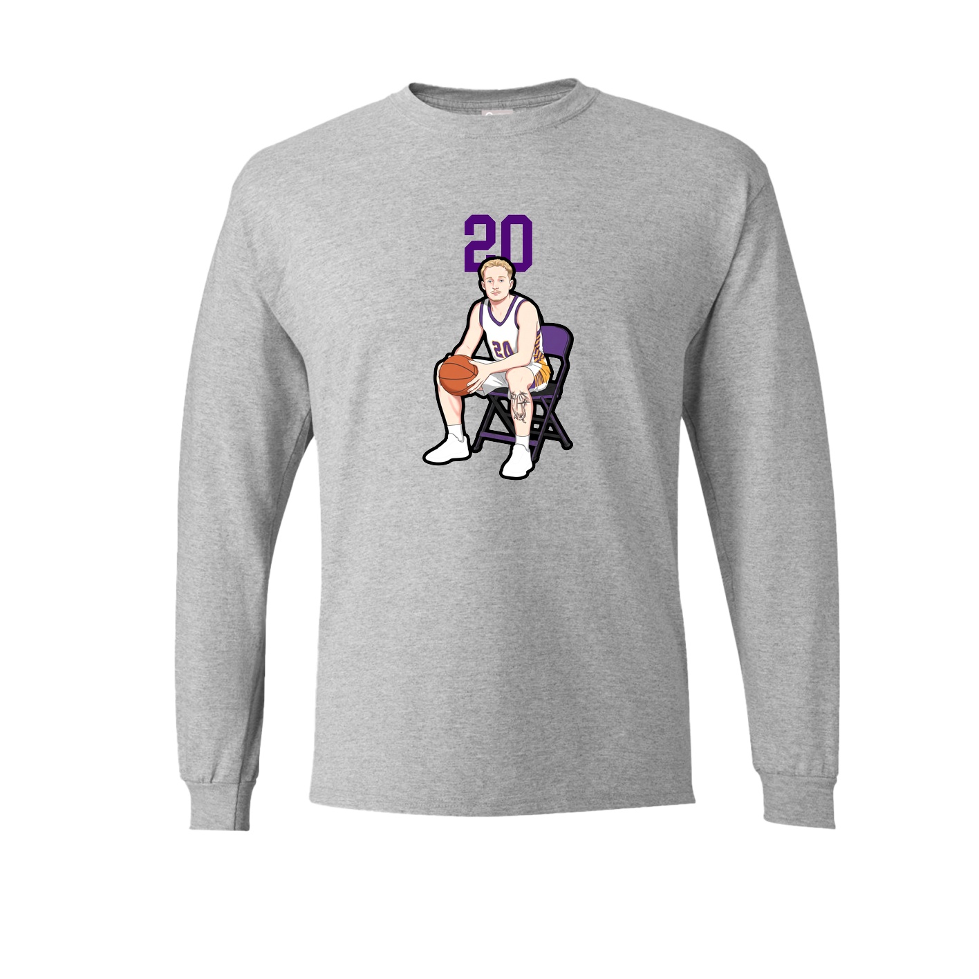 Long Sleeve Tee — Number Top in Grey