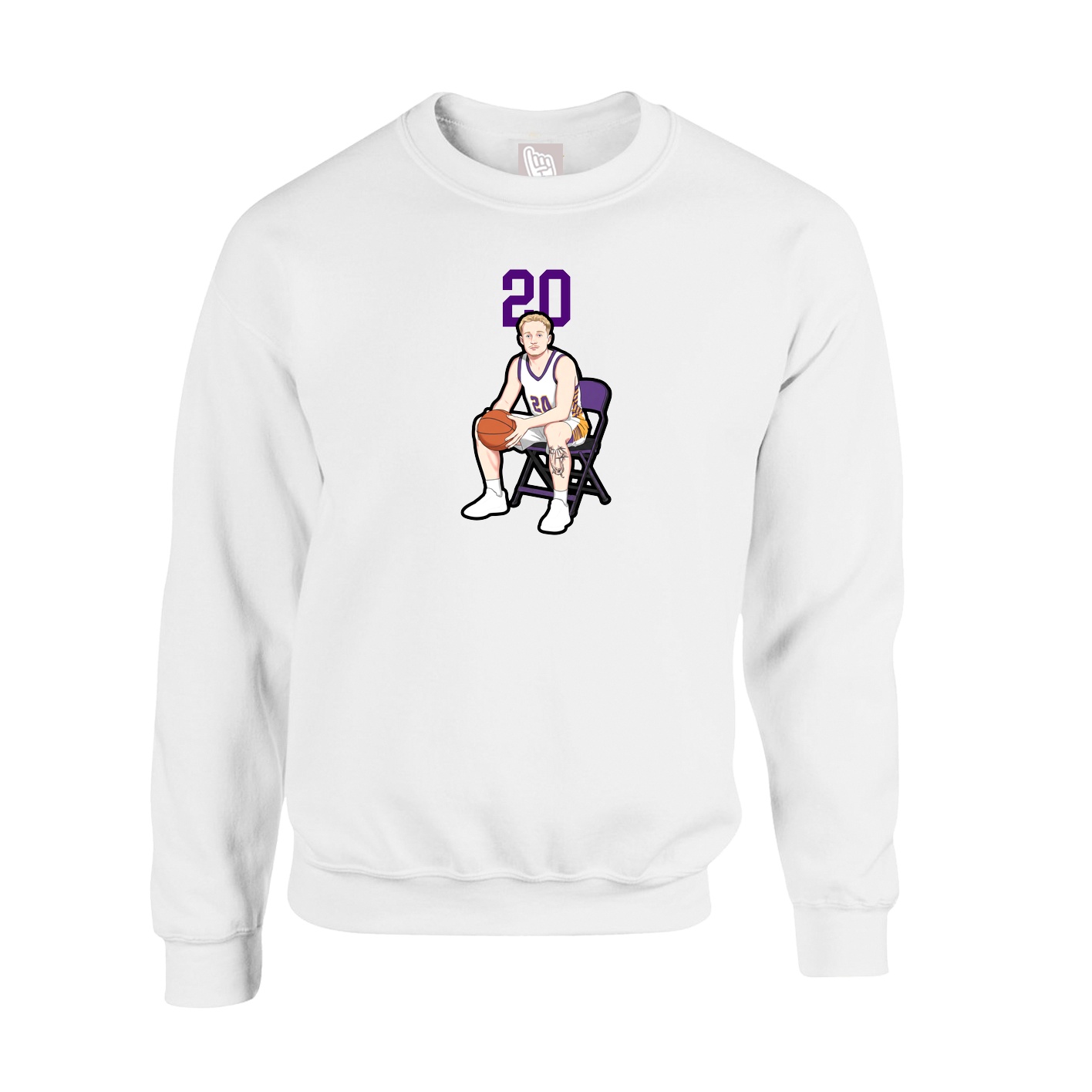 Fleece Crew — Number Top in White