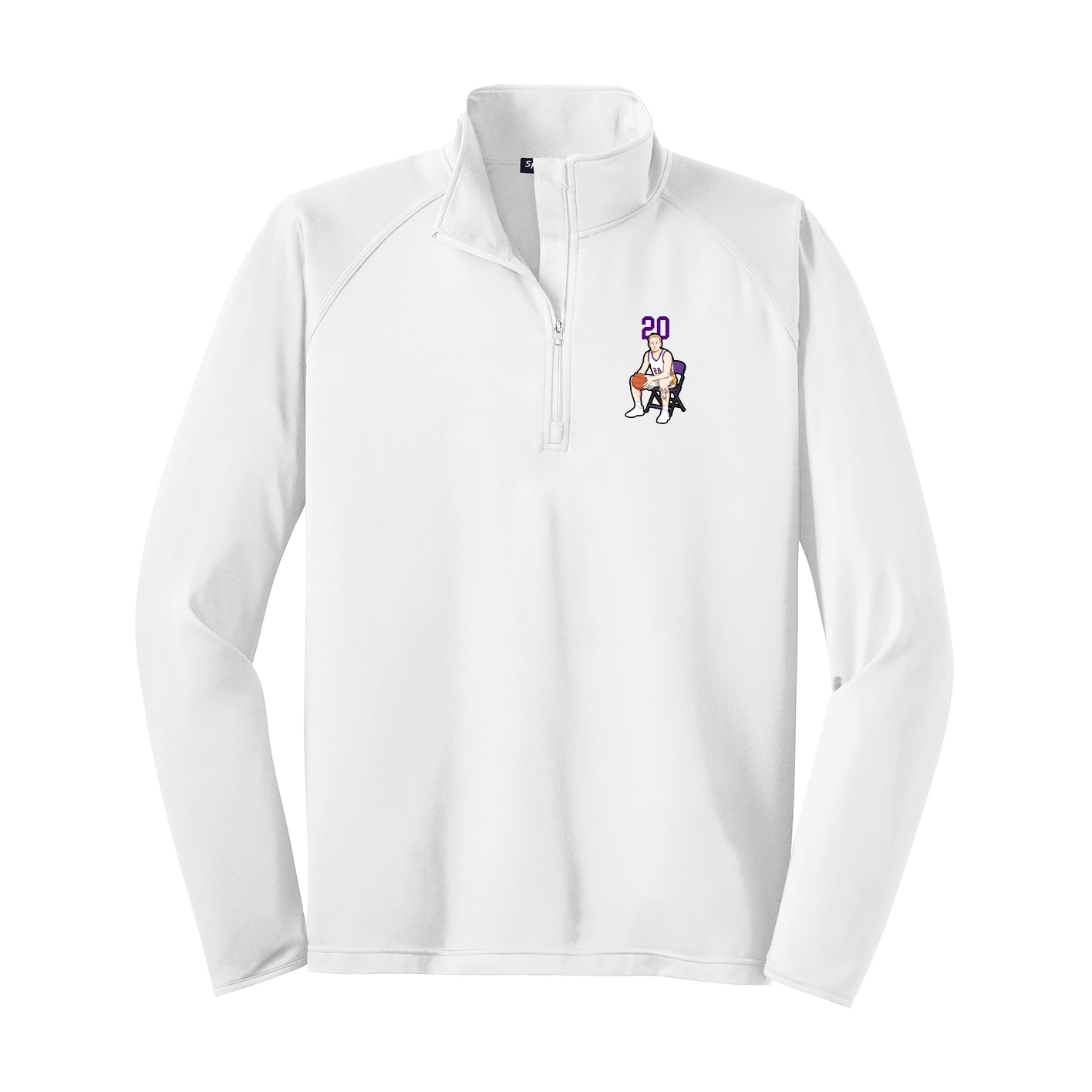 Q-Zip Pullover — Number Top in White