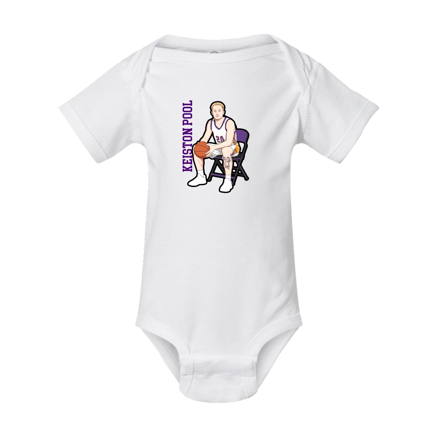 Baby Onesie — Name Vertical in White