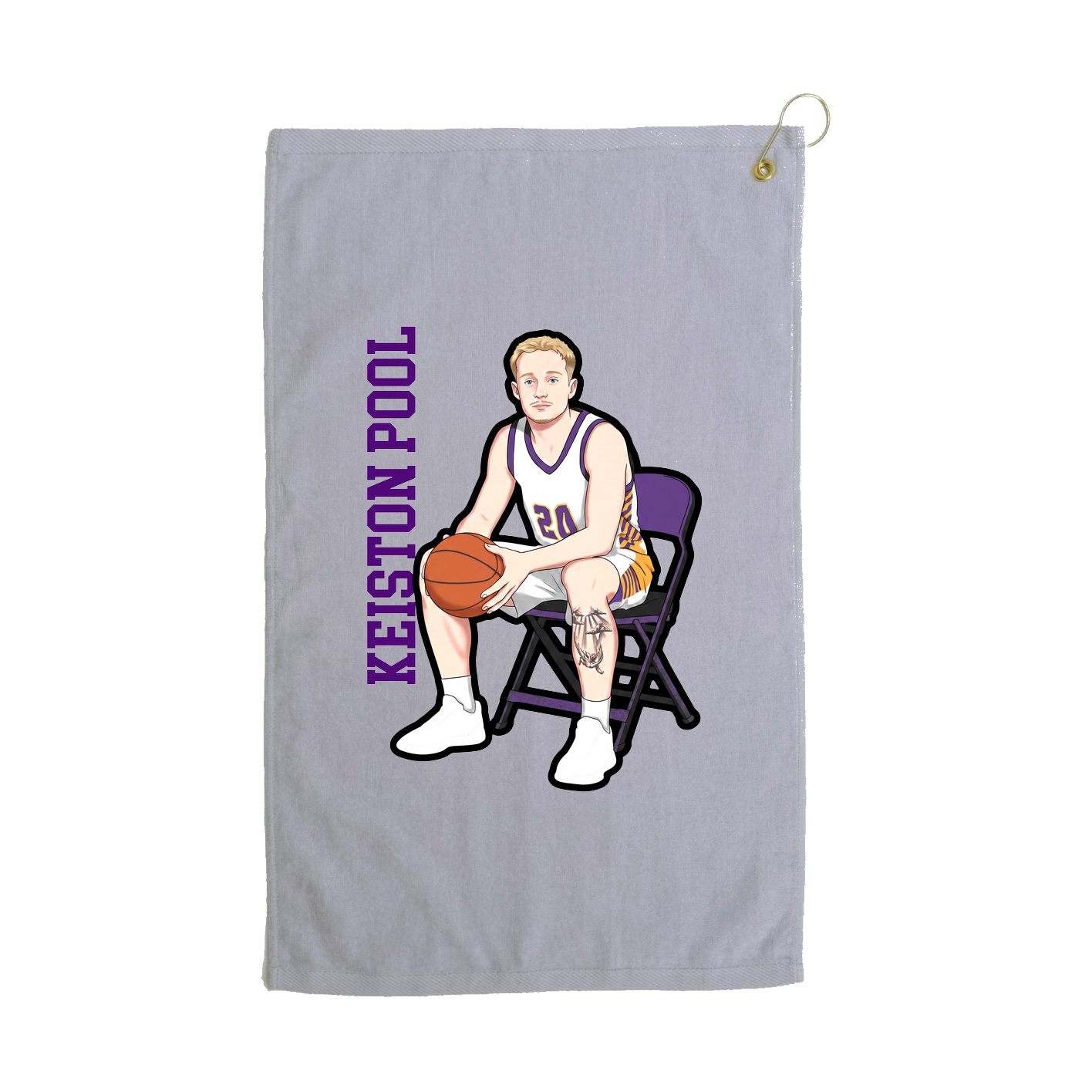 Golf Towel — Name Vertical in Grey