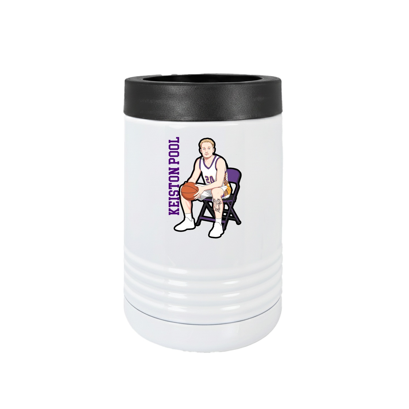 Beverage Holder — Name Vertical in White