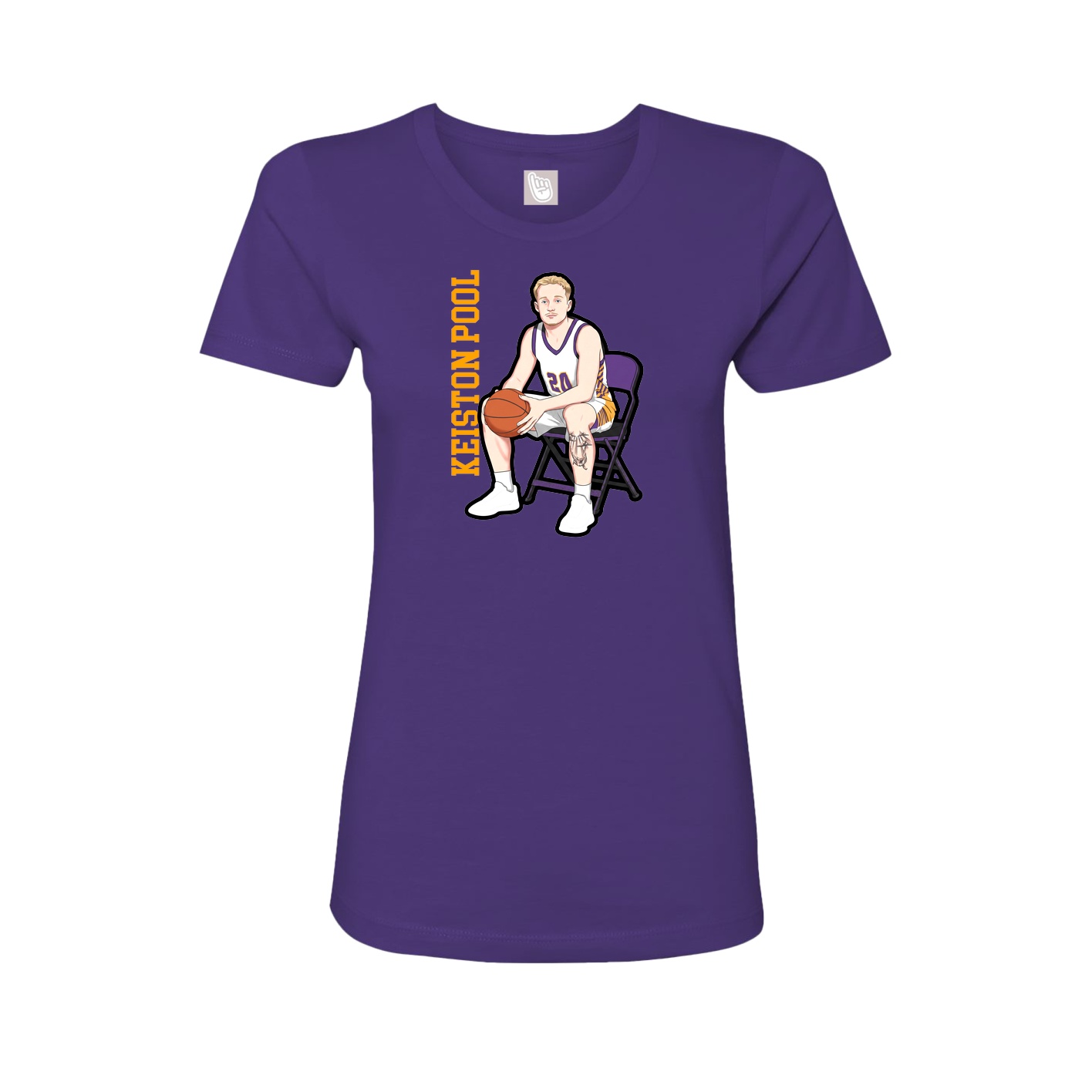 Womens Tee — Name Vertical in Purple