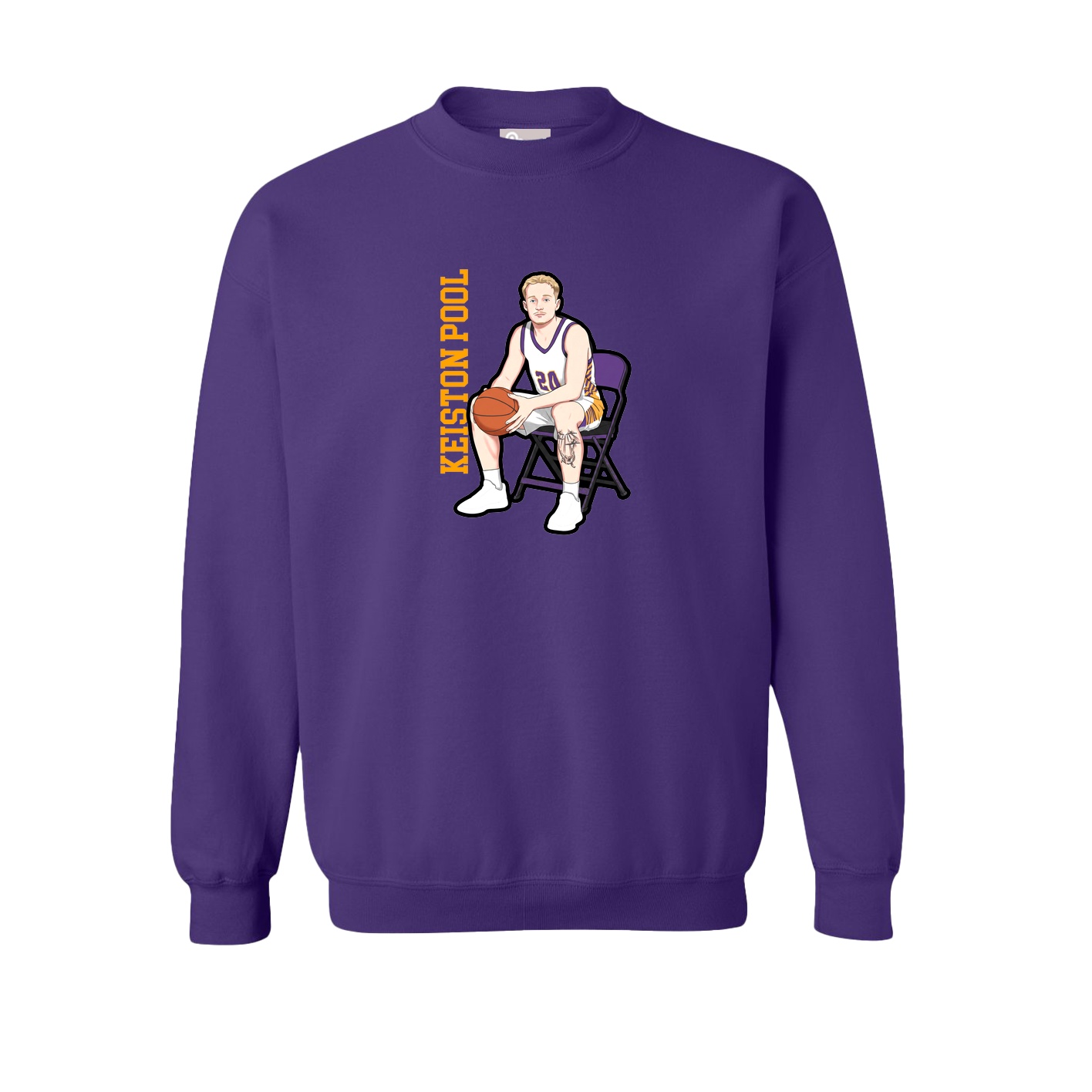 Fleece Crew — Name Vertical in Purple
