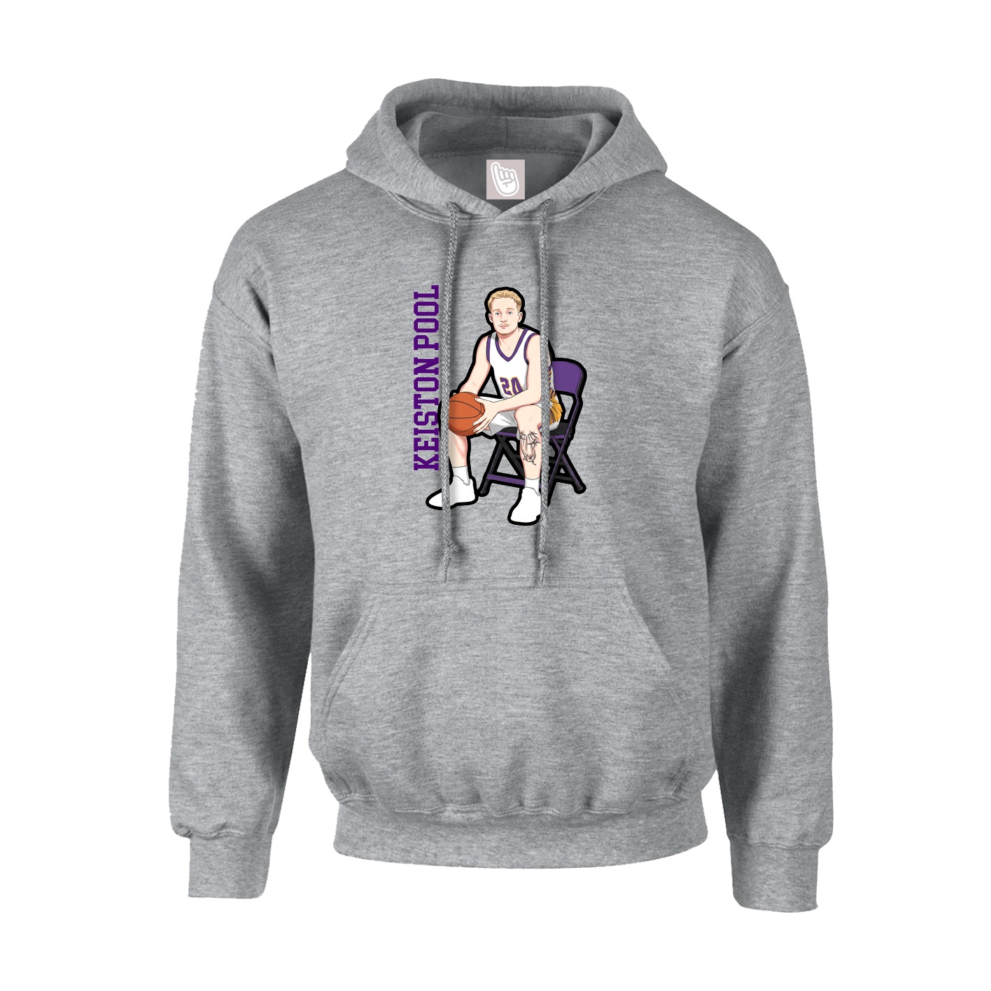Youth Hoodie — Name Vertical in Grey