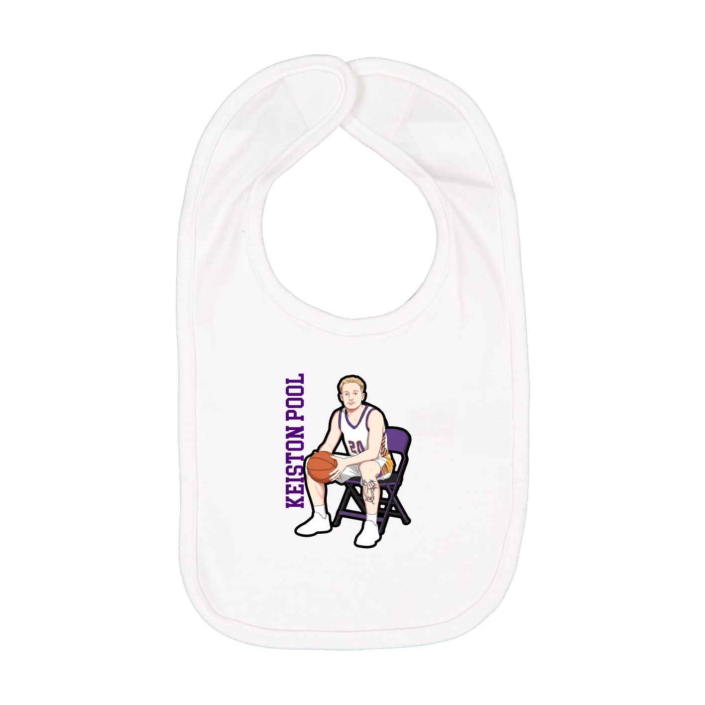 Infant Bib — Name Vertical in White