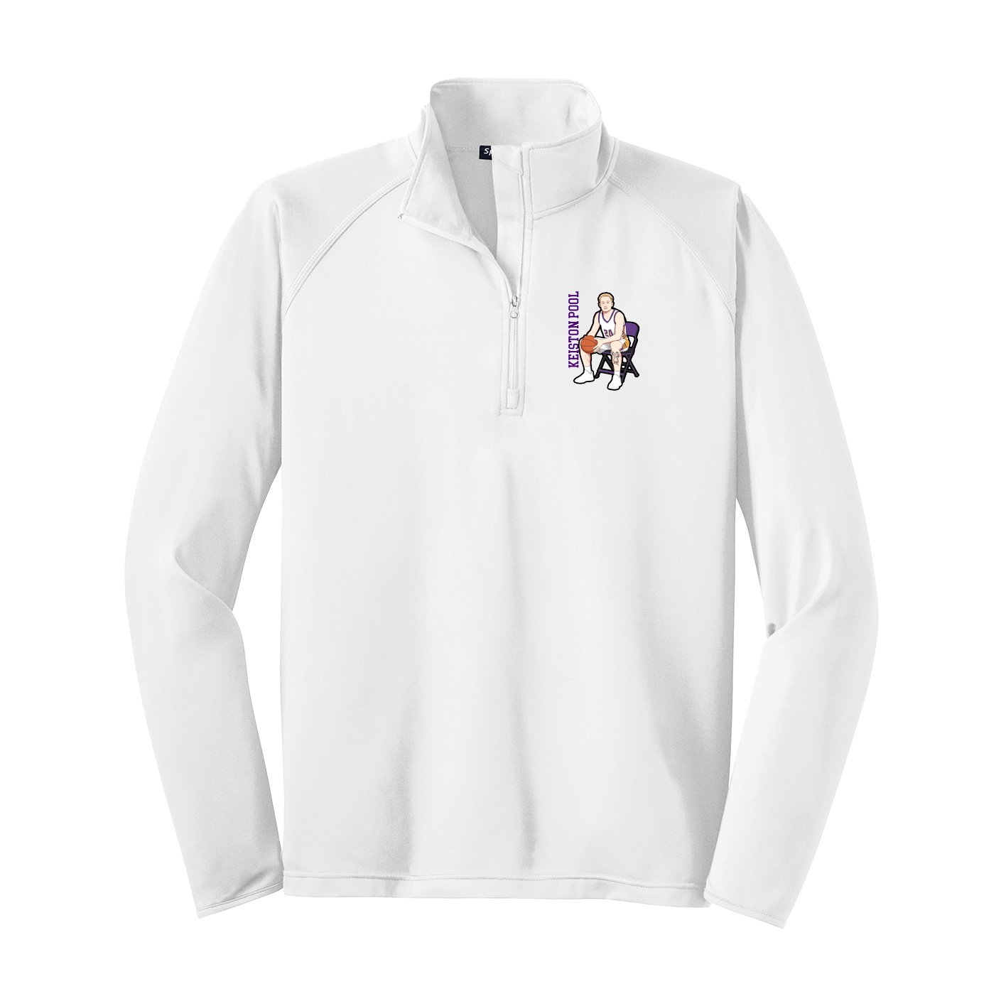 Q-Zip Pullover — Name Vertical in White