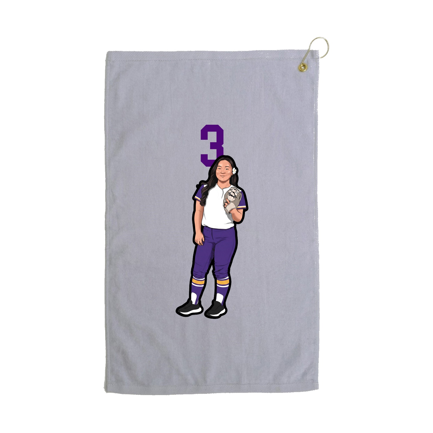Golf Towel — Number Top in Grey