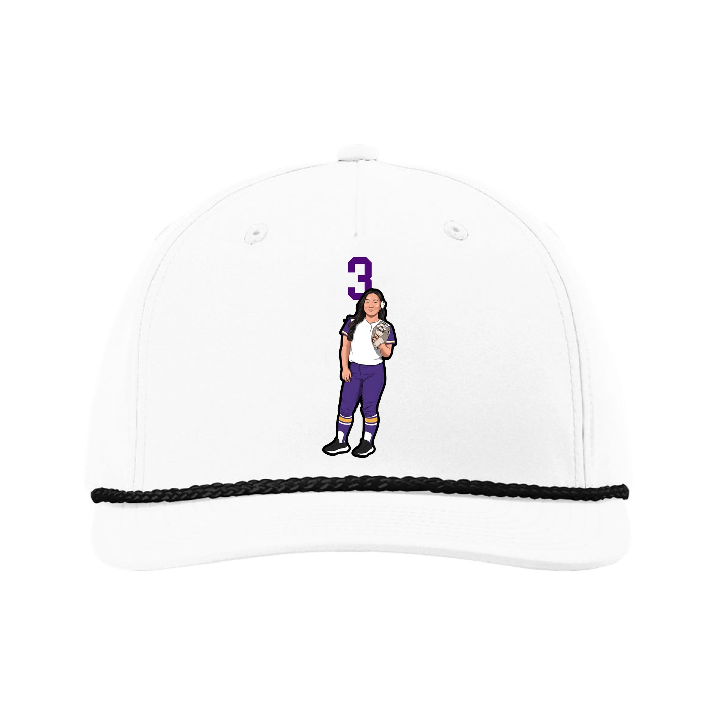 Five-Panel Classic Rope Cap — Number Top in White