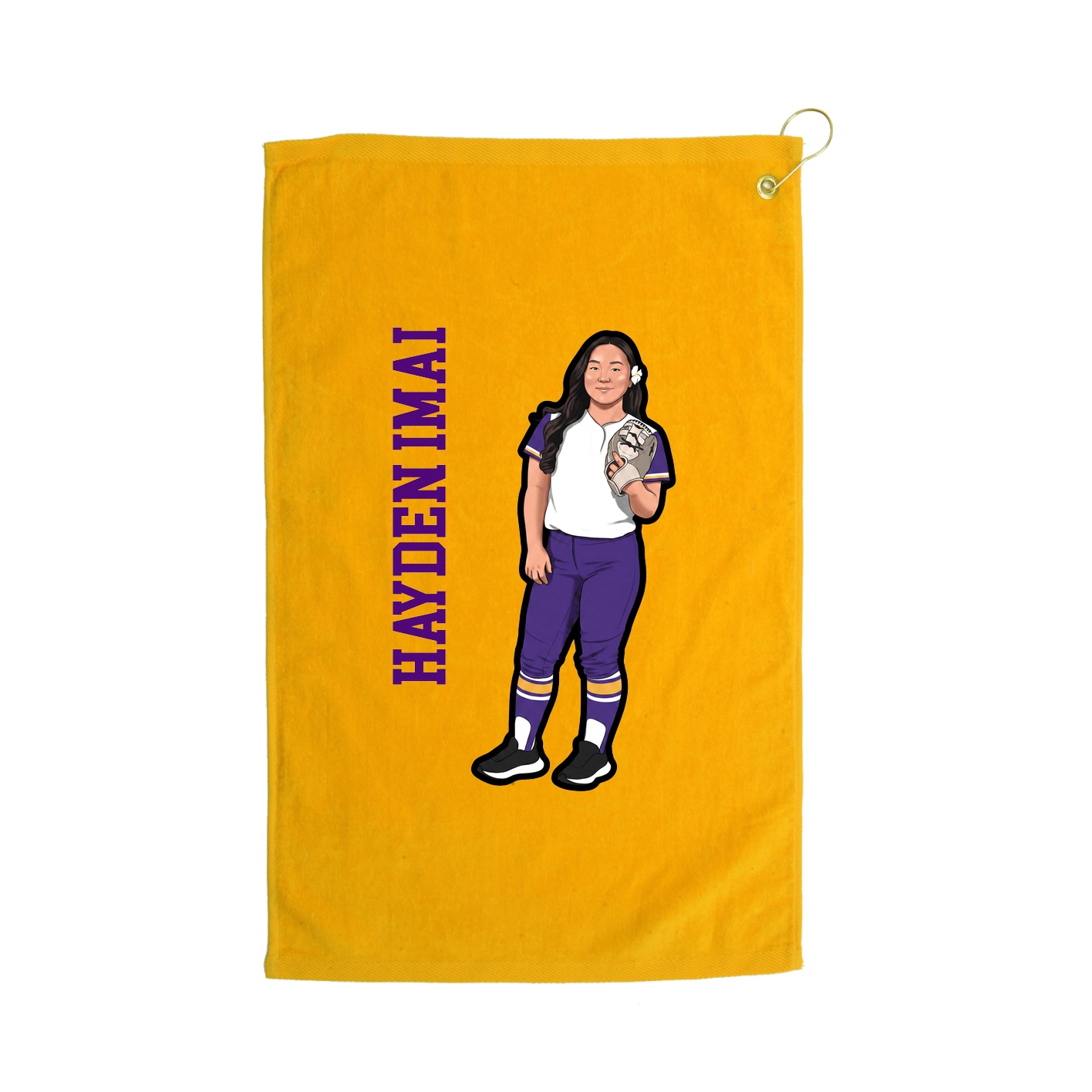 Golf Towel — Name Vertical in Gold