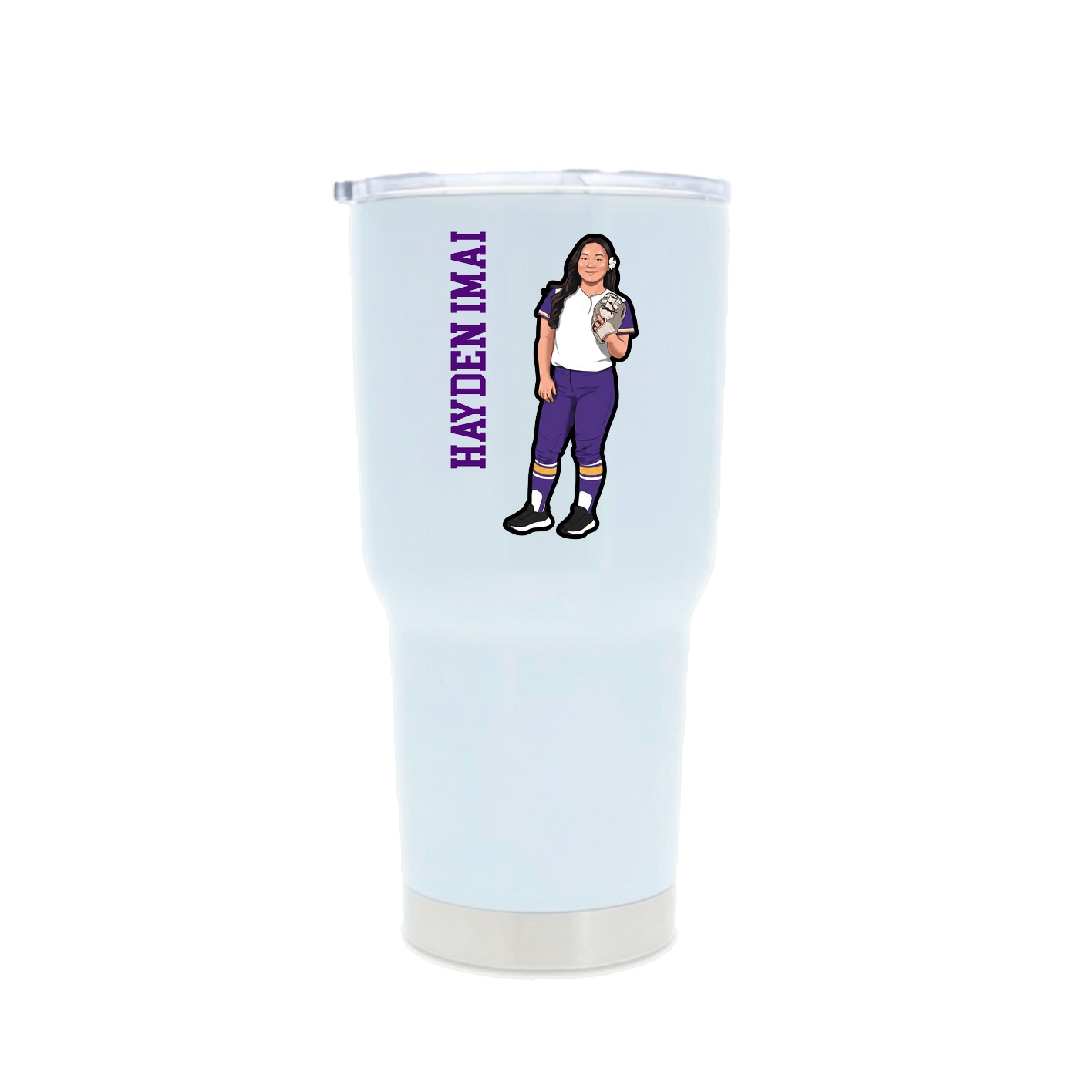 30oz Stainless Steel Tumbler — Name Vertical in White