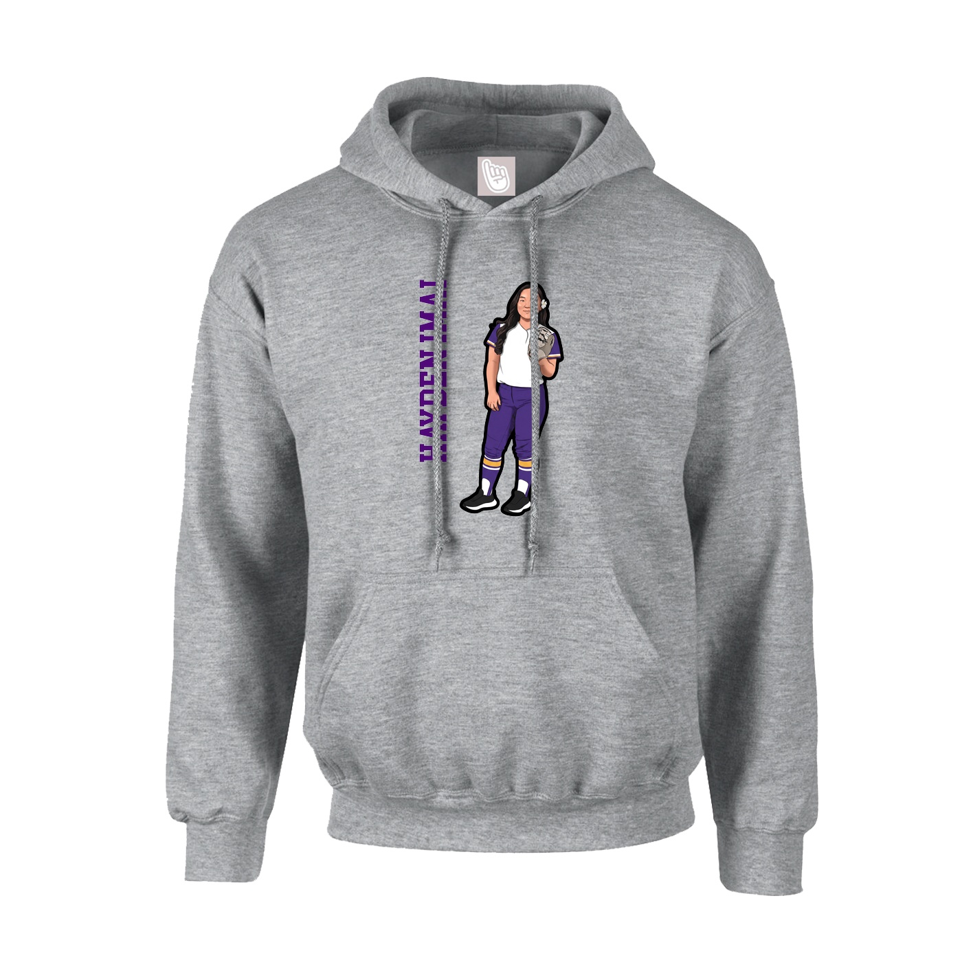 Hoodie — Name Vertical in Grey
