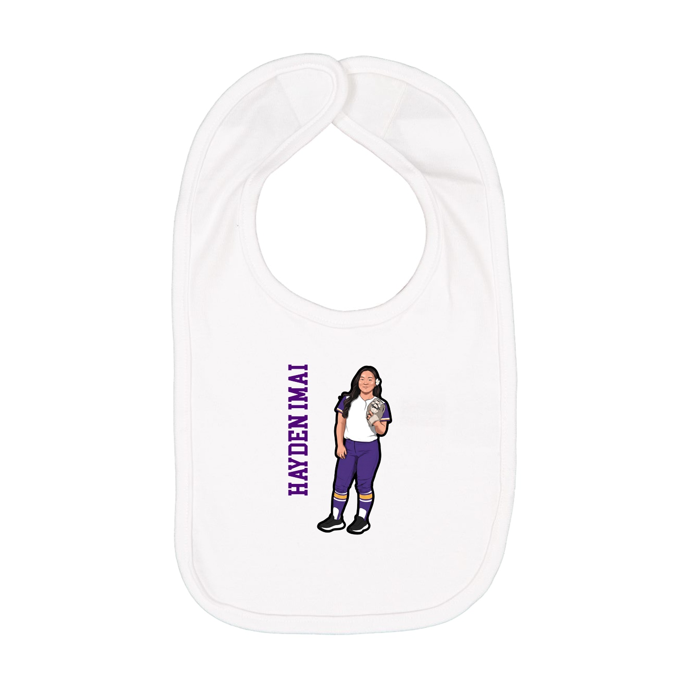 Infant Bib — Name Vertical in White