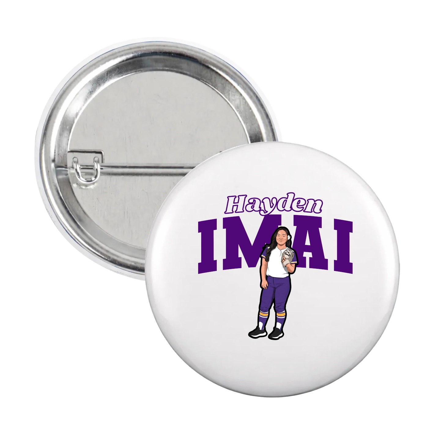 Game Day Button — Name Arch in White