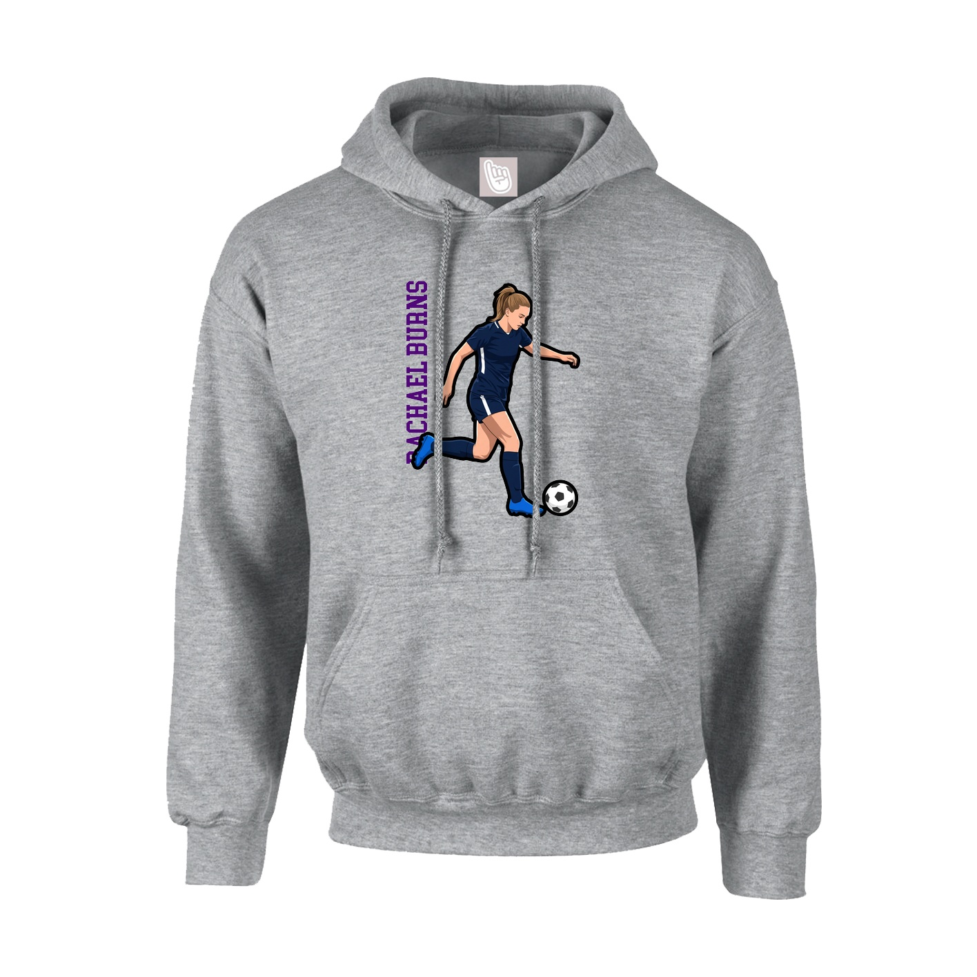 Youth Hoodie — Name Vertical in Grey