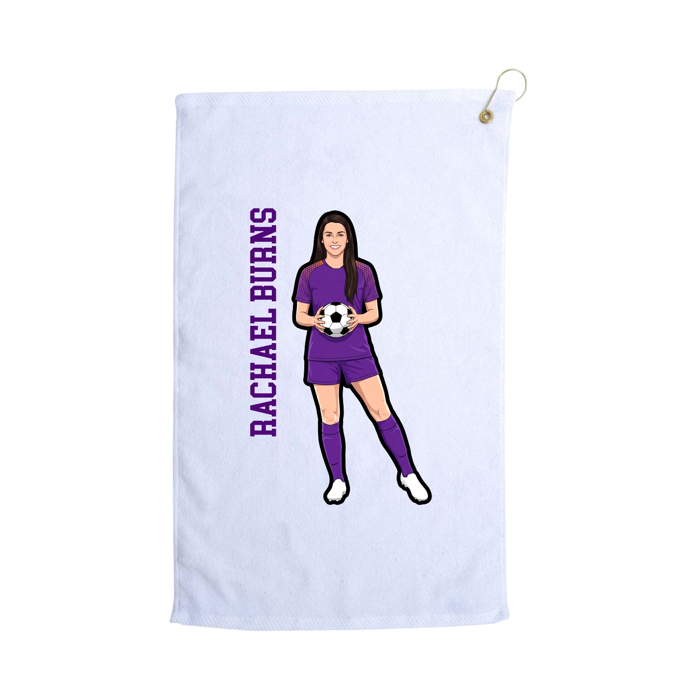 Golf Towel — Name Vertical in White