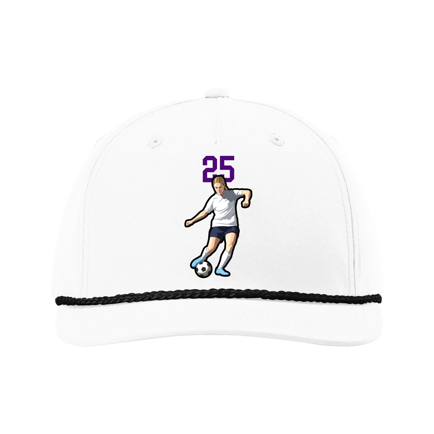 Five-Panel Classic Rope Cap — Number Top in White