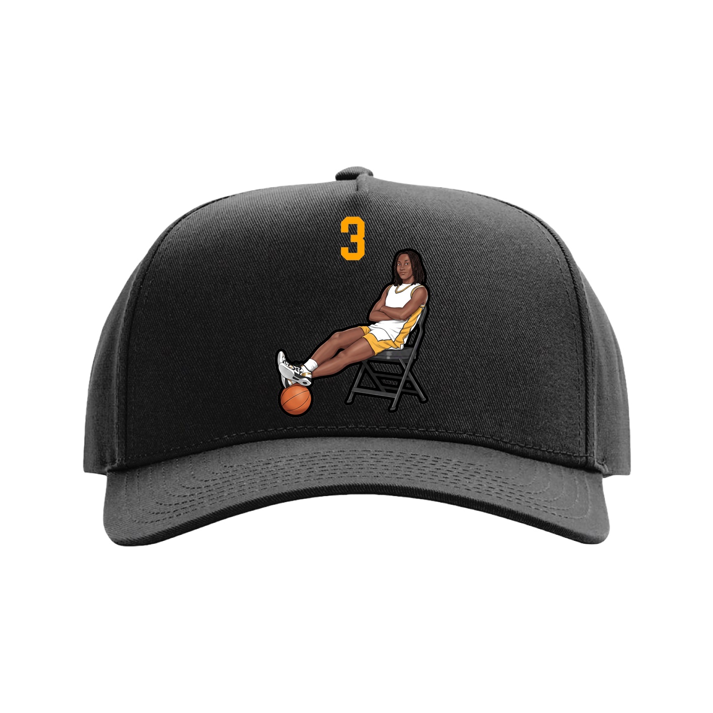 Full Fabric Five-Panel Champ Cap — Number Top in Black
