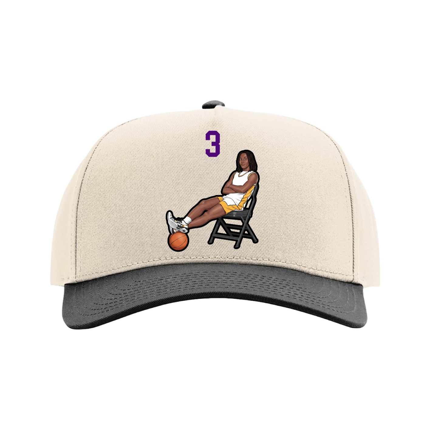 Full Fabric Five-Panel Champ Cap — Number Top in Cream/Black