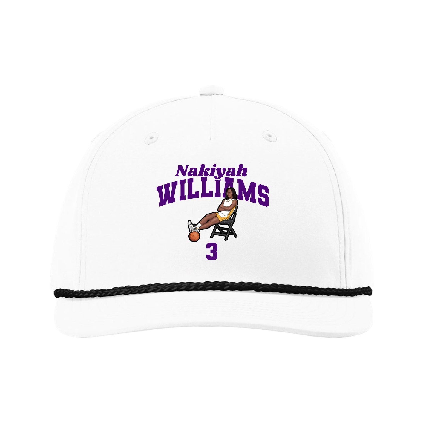 Five-Panel Classic Rope Cap — Signature Arch in White