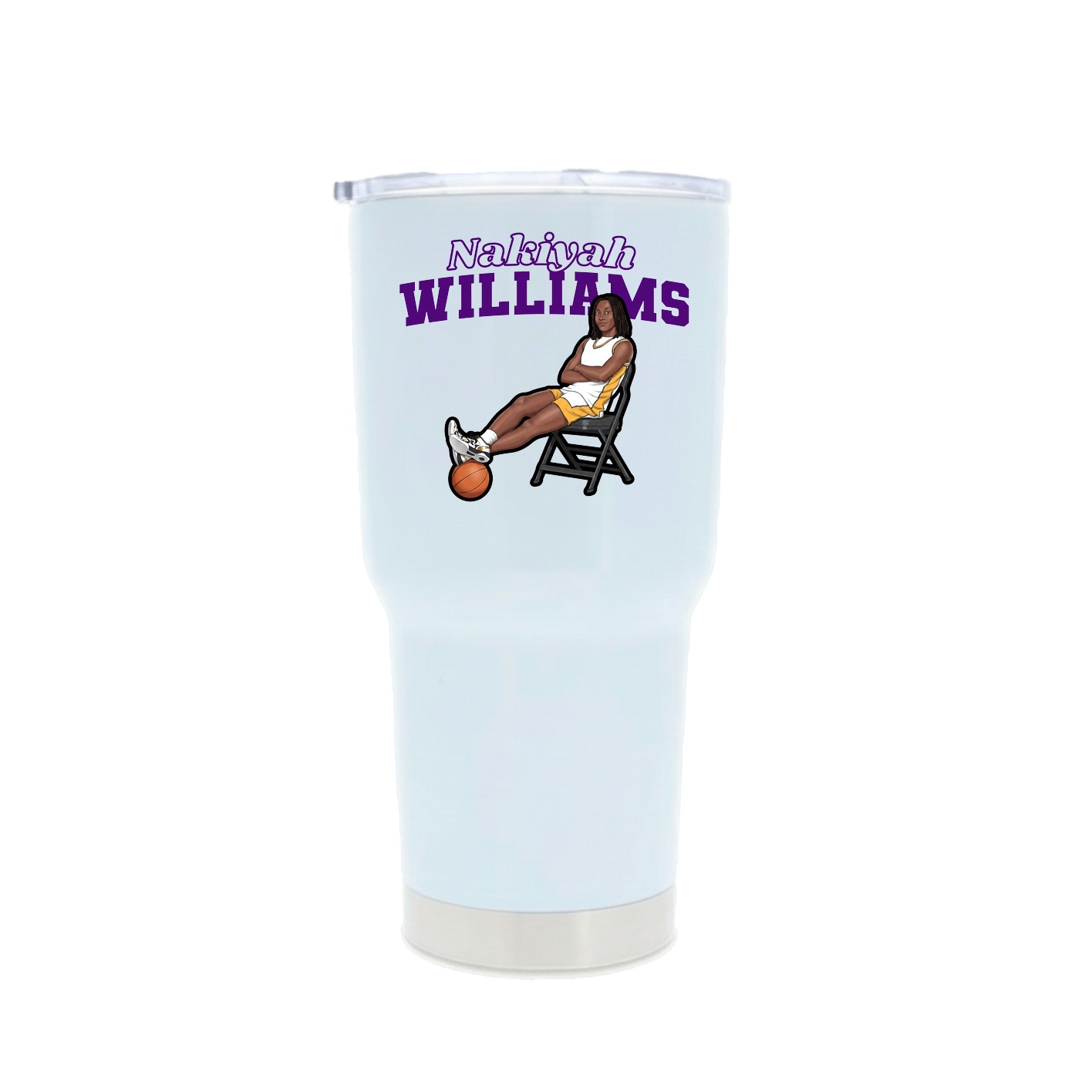 30oz Stainless Steel Tumbler — Name Arch in White