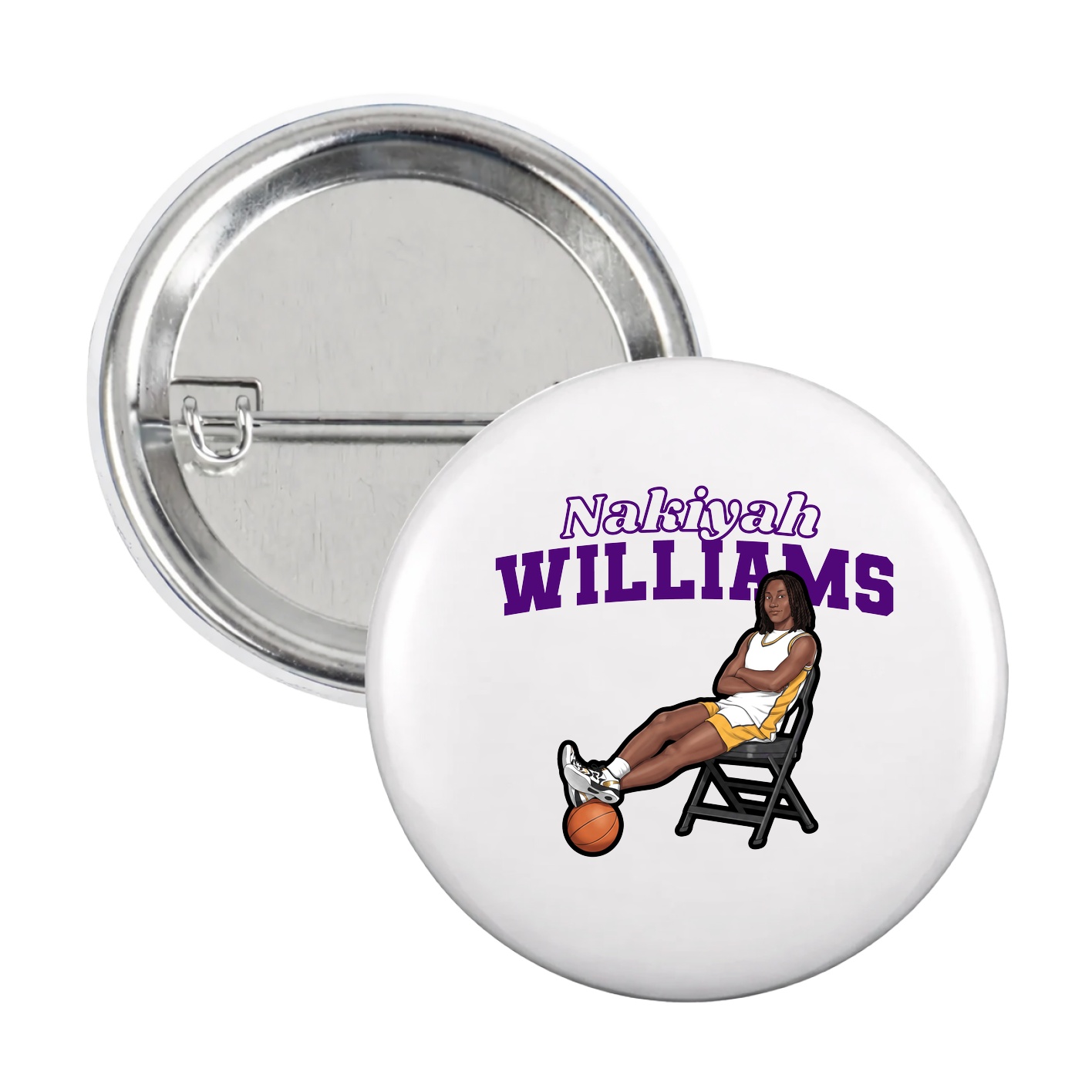 Game Day Button — Name Arch in White